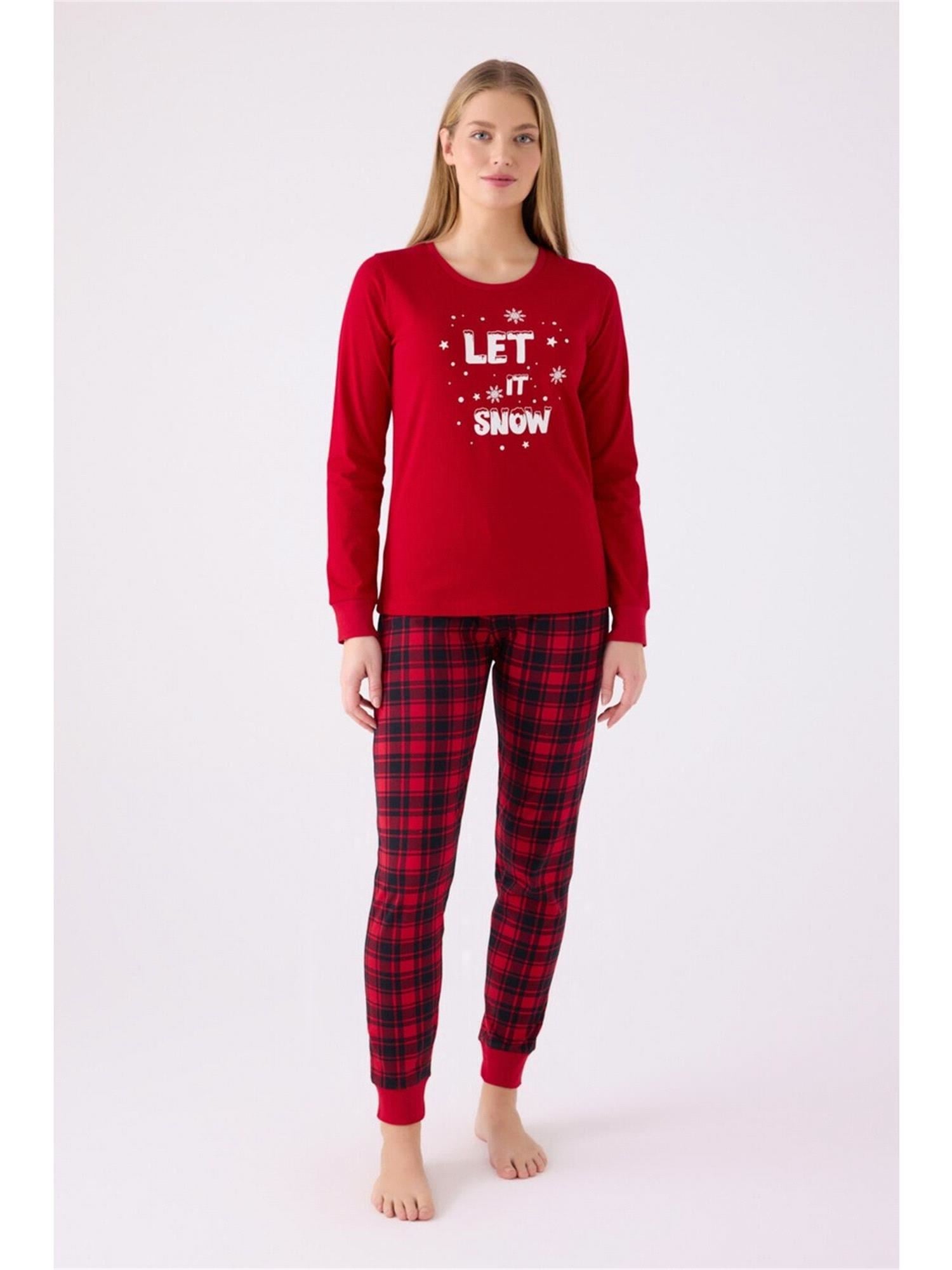Arnetta Kız Genç Garson Boy Pijama Takımı Kırmızı AR3105-S