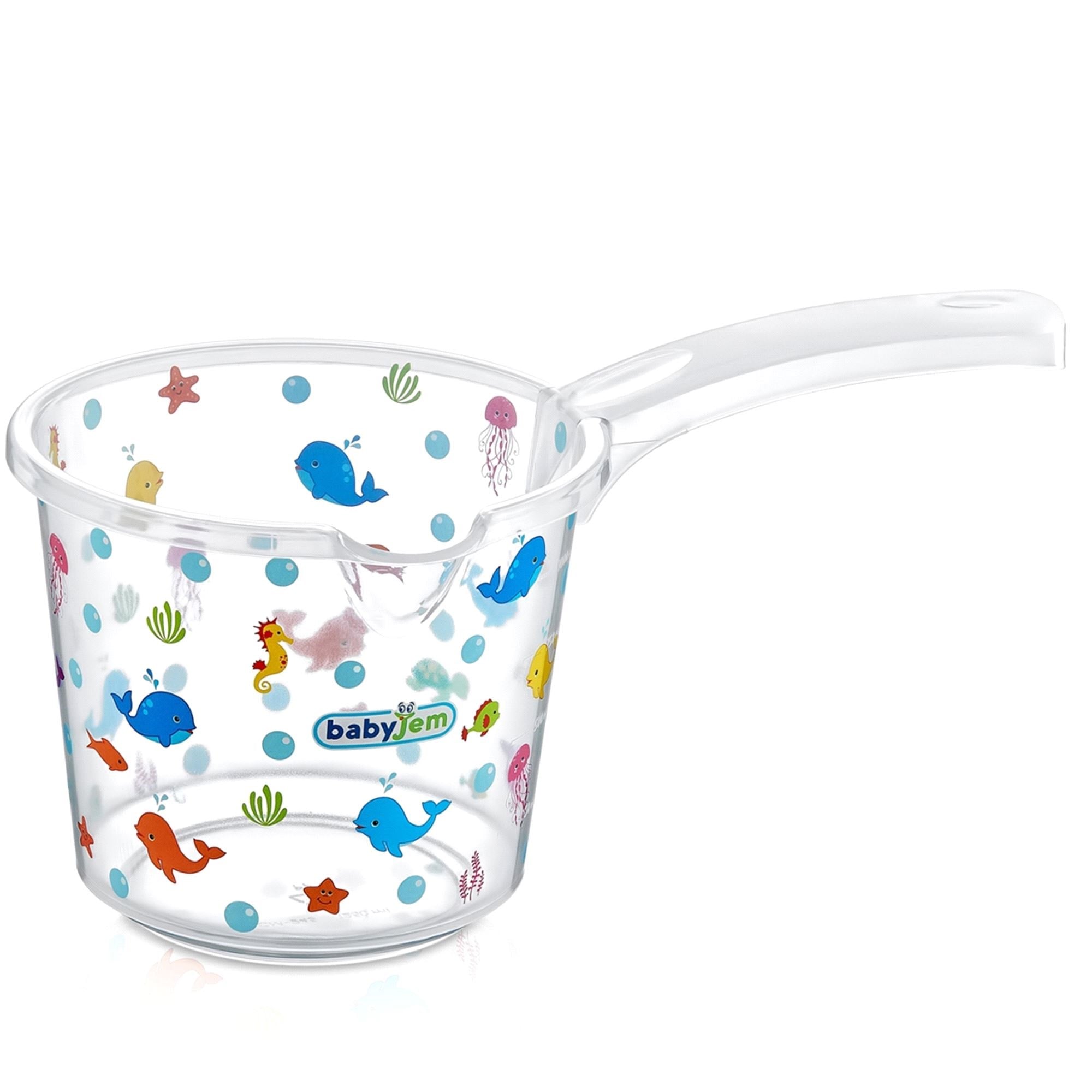 BabyJem Bebek Banyo Maşrapası Şeffaf Beyaz Desenli 400