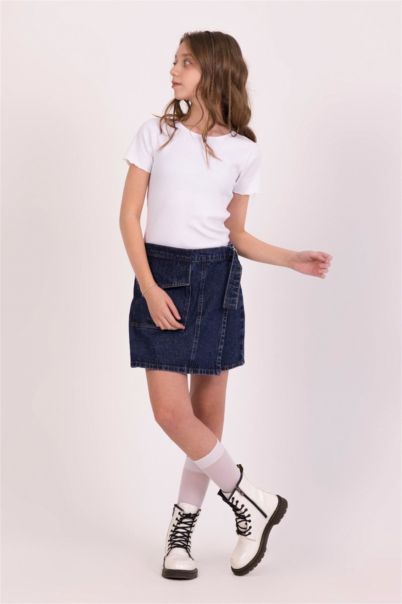 DMB Kız Çocuk Denim Şort Etek Lacivert M0536