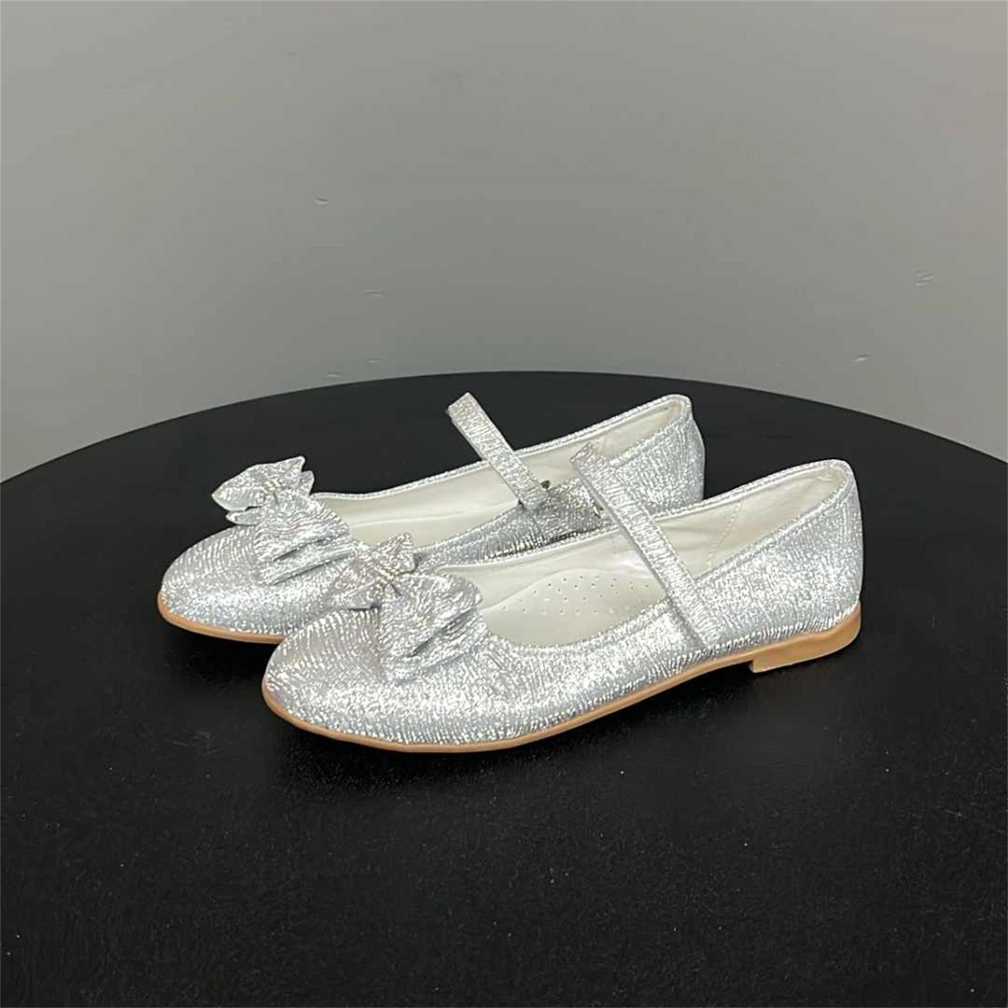 Jadeer Sema Kız Çocuk Parlak Simli Fİyonklu Babet Gümüş 31-36 FG125