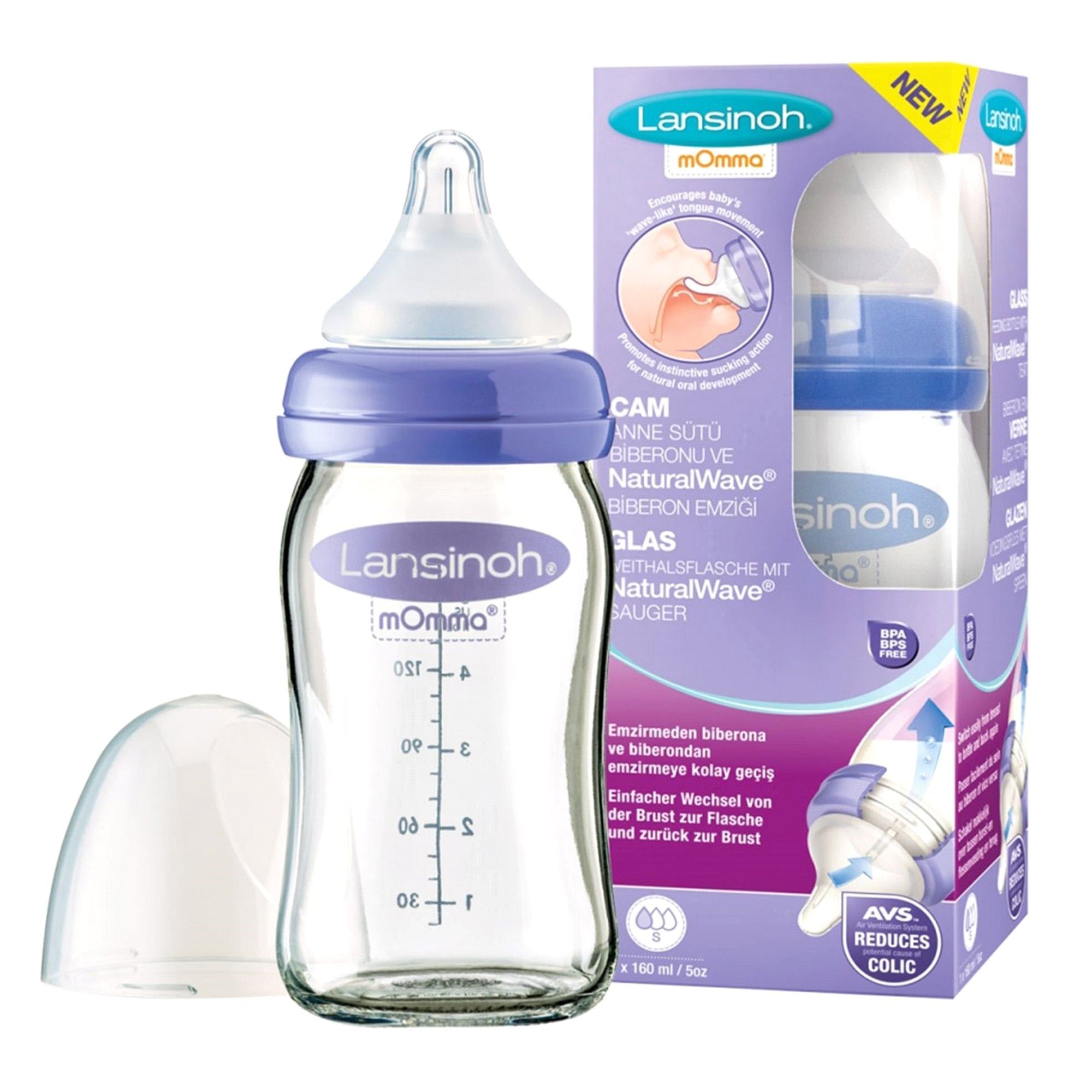 Lansinoh Natural Wawe 160 ML Cam Biberon