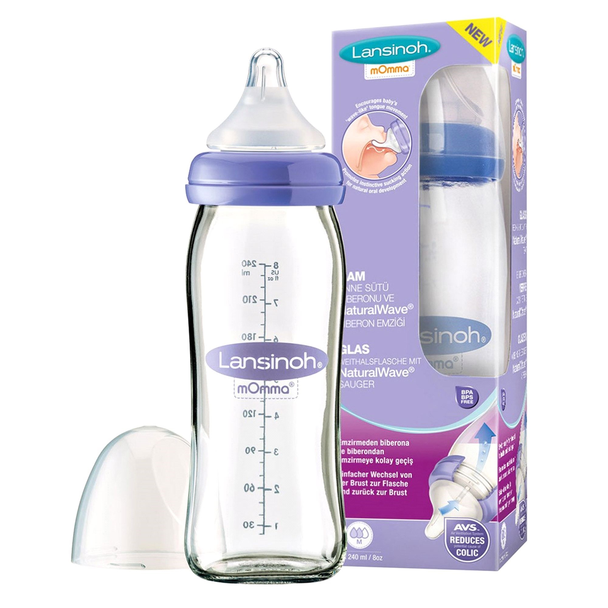 Lansinoh Natural Wawe 240 ML Cam Biberon