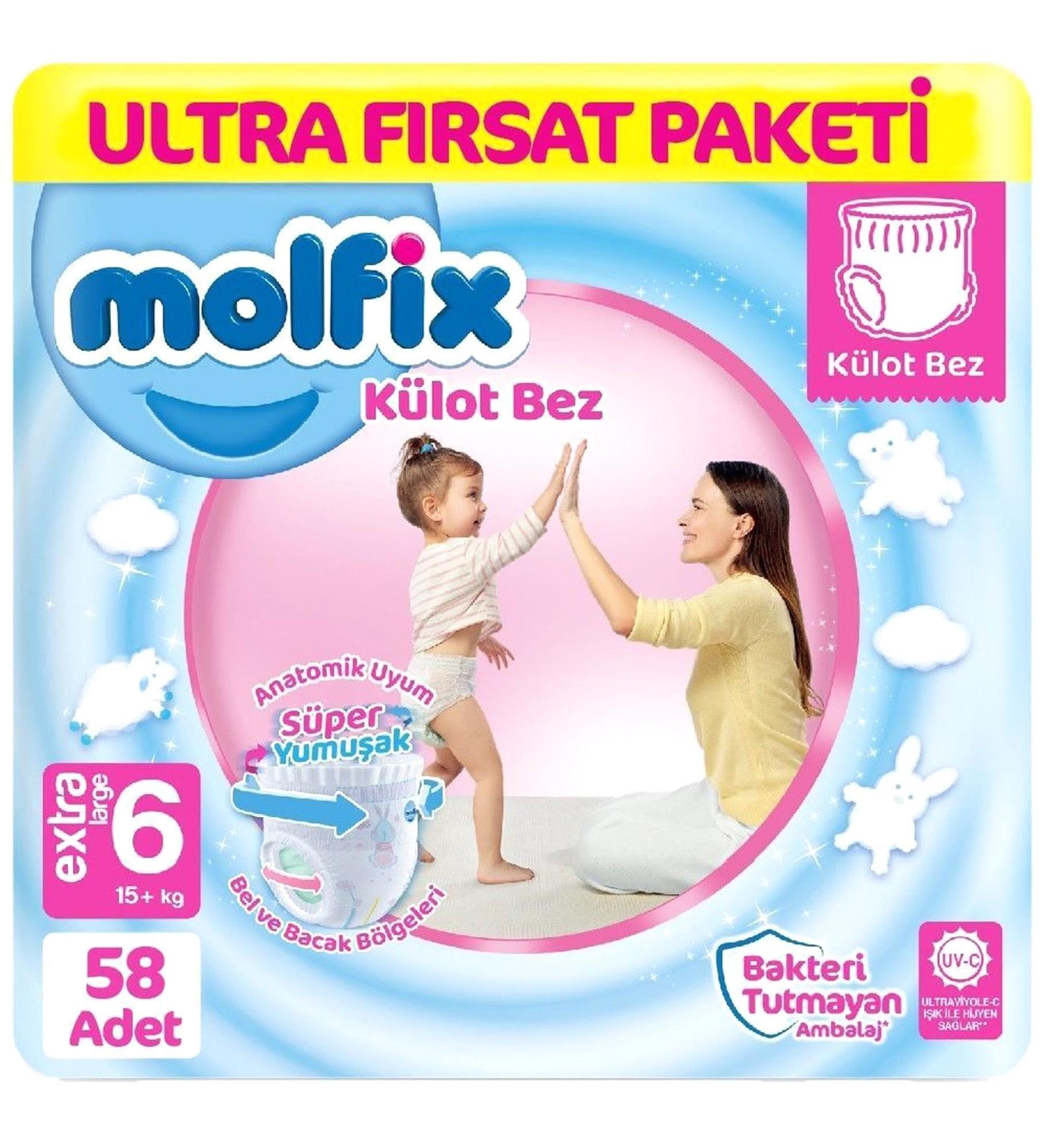 Molfix Külot Bez Ultra Fırsat Paketi Extra Large No:6 58 Adet 15+ Kg