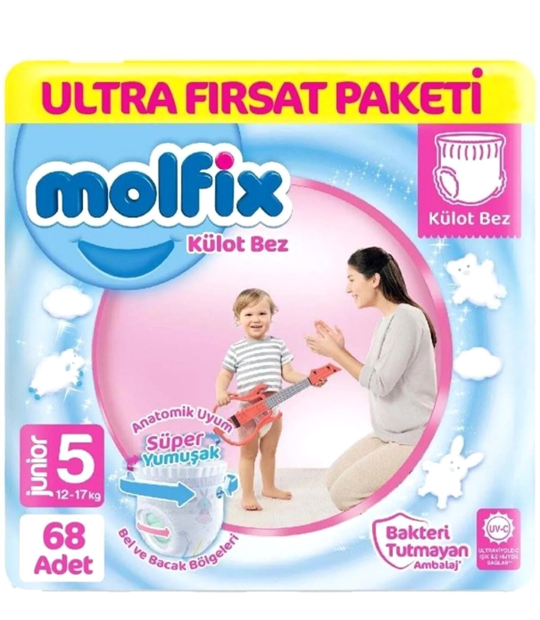 Molfix Külot Bez Ultra Fırsat Paketi Junior No:5 68 Adet 12-17 Kg