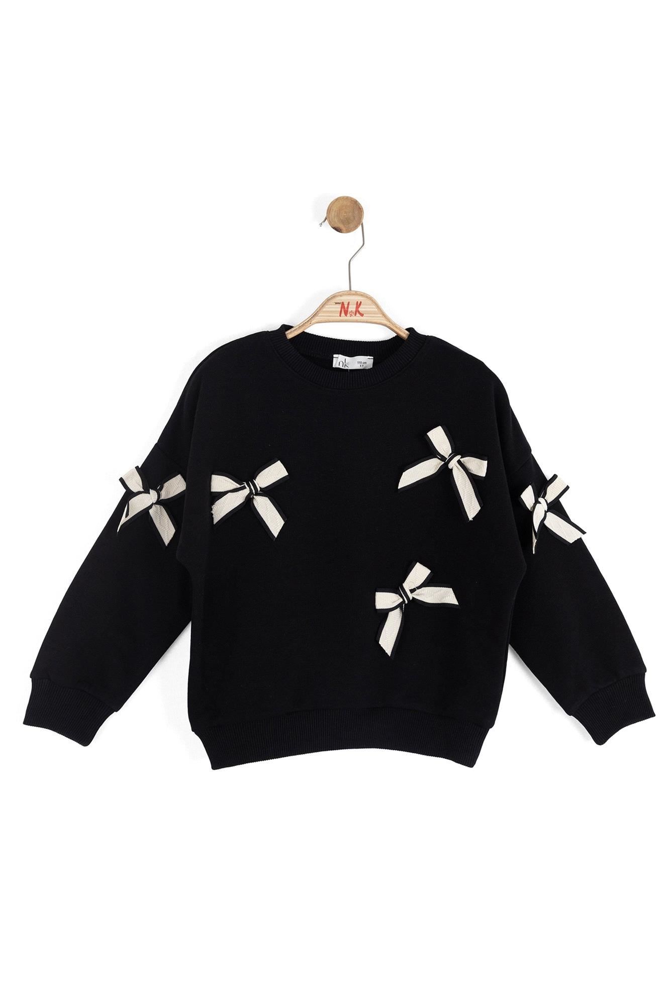 NK Kids Çocuk Fiyonklu Sweat Siyah 4-8 Yaş 39508