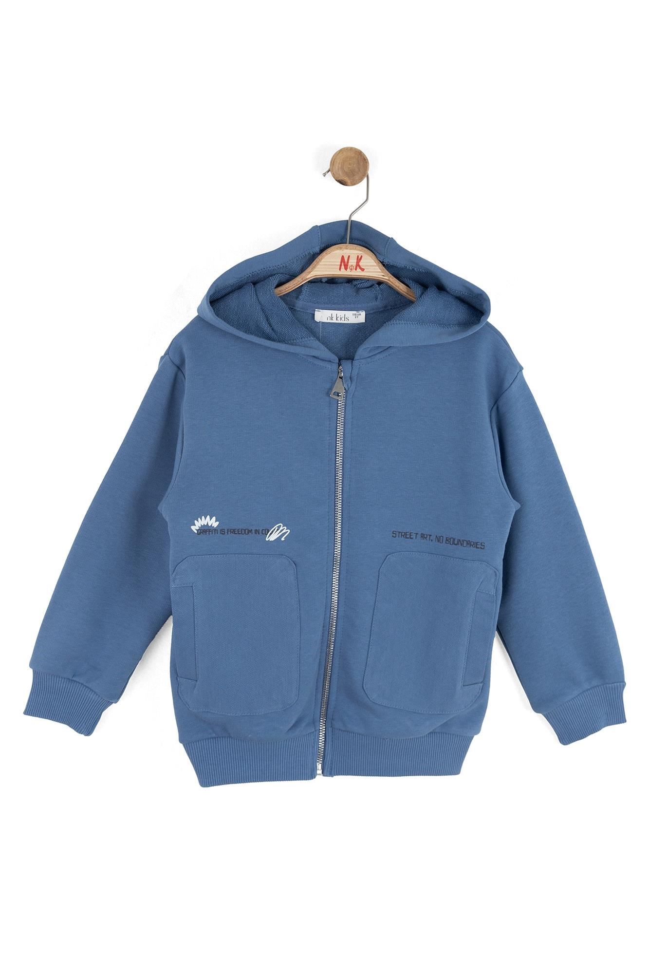 NK Kids Erkek Çocuk Freedom Fermuarlı Hırka Mavi 4-8 Yaş 49506