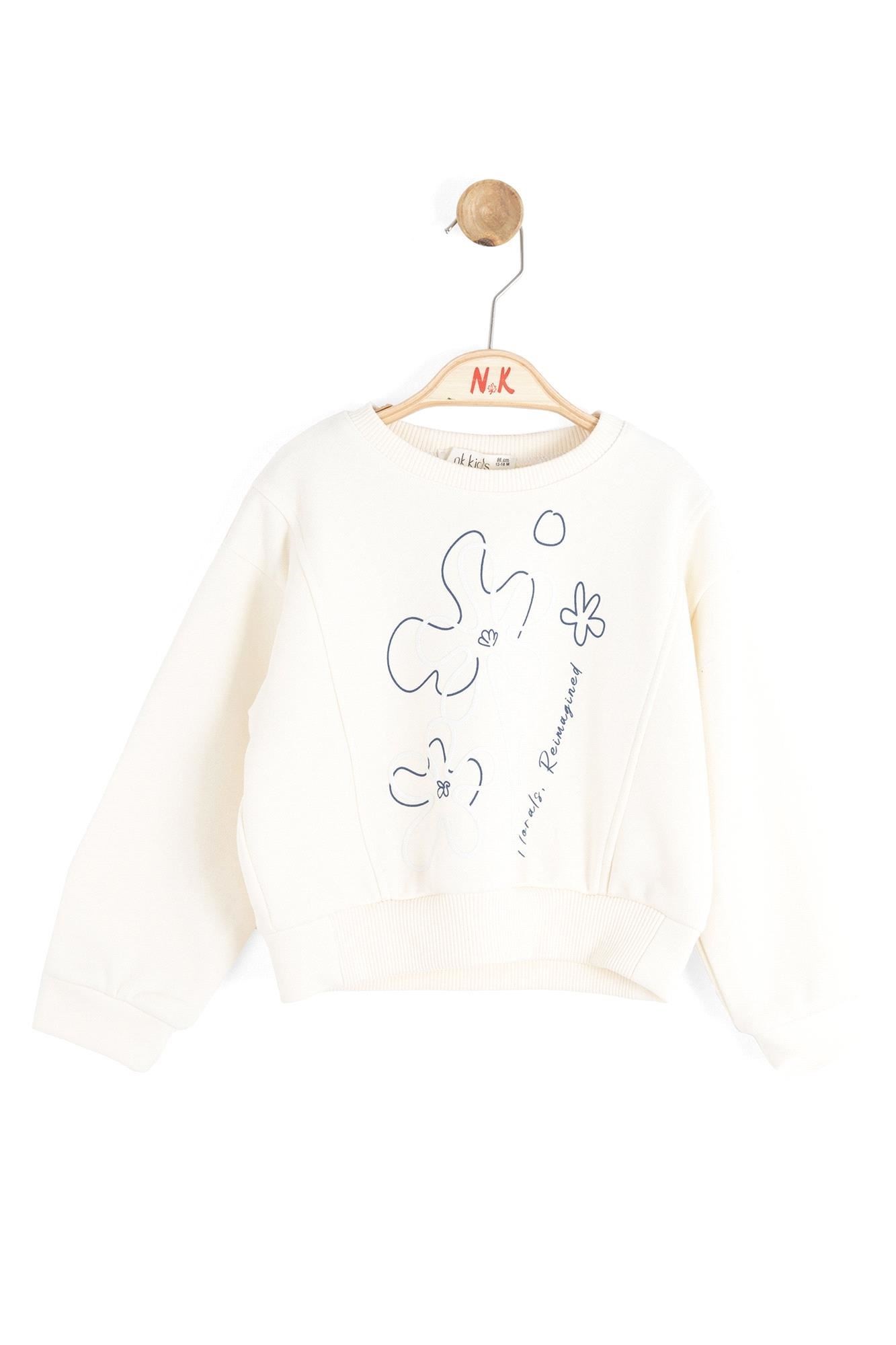 NK Kids Kız Bebek Magnet Sweat 1-4 Yaş Krem-Lacivert 39601