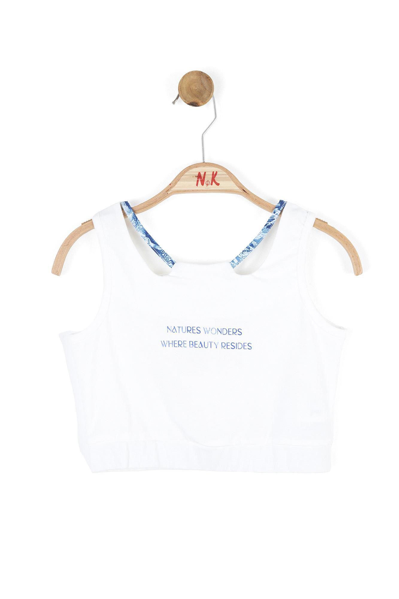 NK Kids Kız Çocuk Jungle Bluz Ekru Mavi 36315