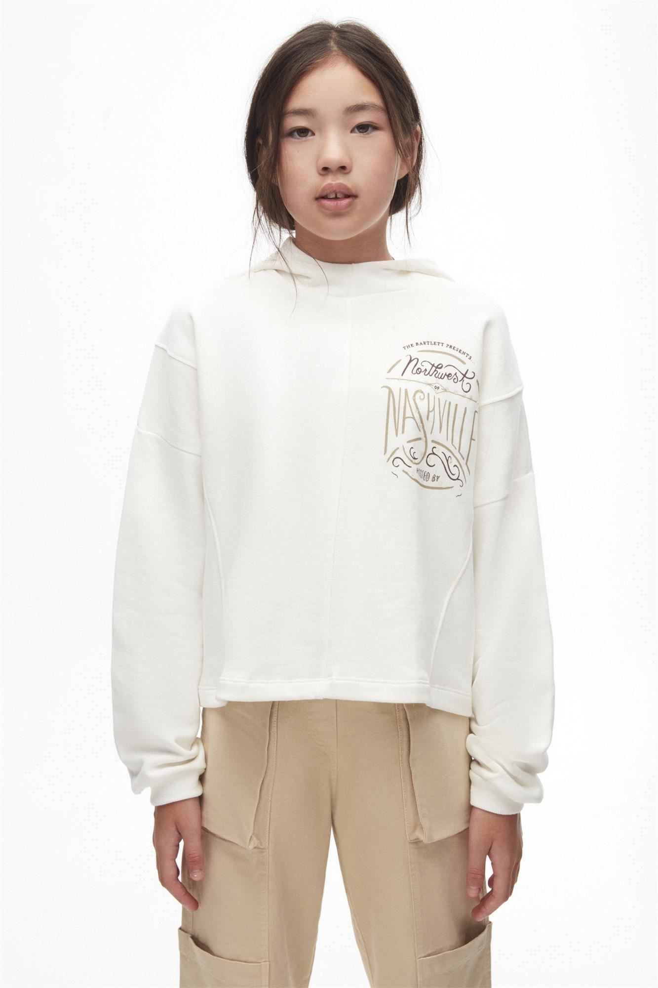 NK Kids Kız Çocuk Kapişonlu Sweat Ekru 37808