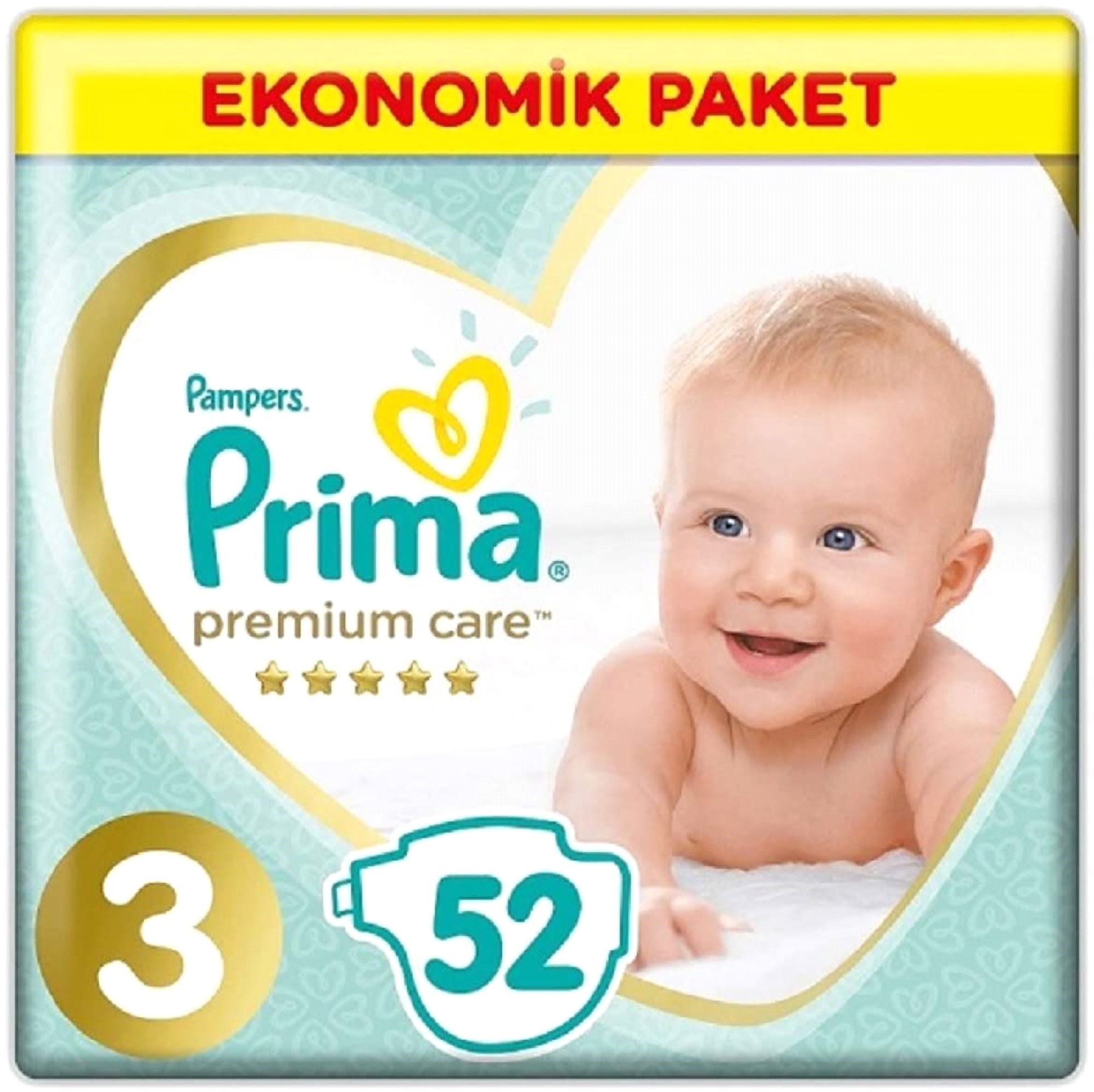 Prima Premium Ekonomik Paket No:3 Bebek Bezi 52 Adet