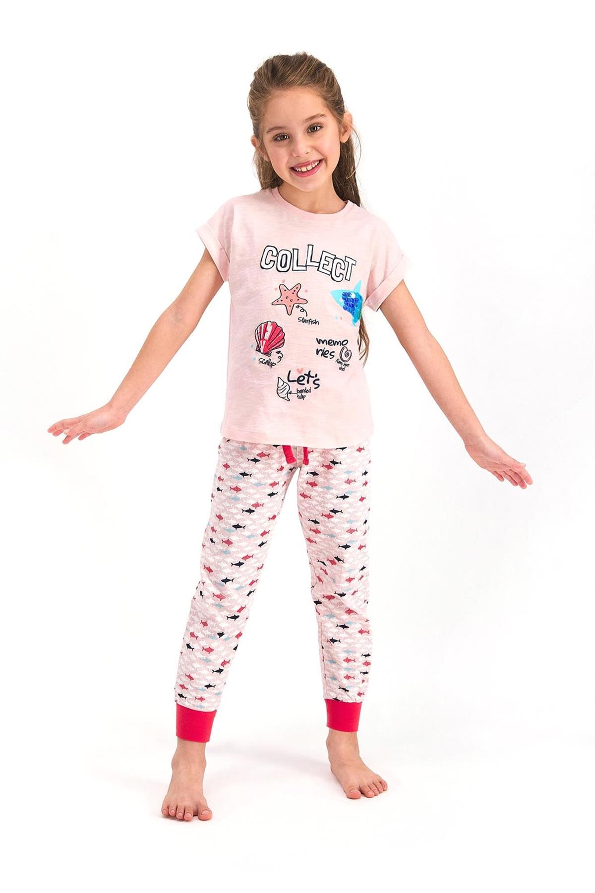 Roly Poly Kız Çocuk Pijama Takımı Toz Somon RP2460-2