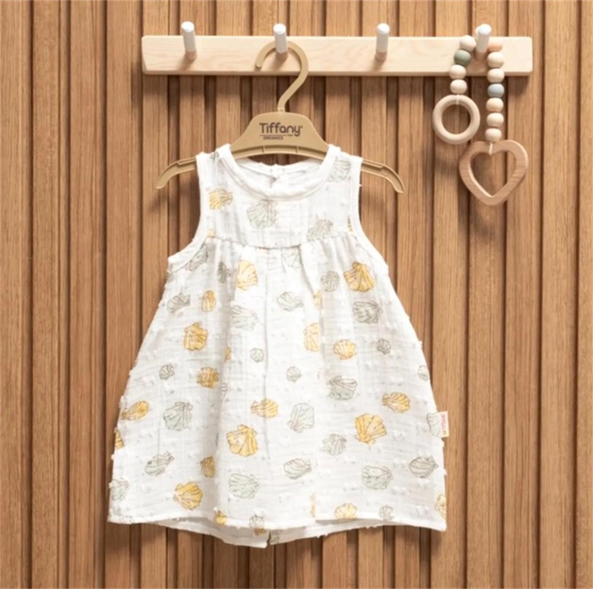 Tiffany Kız Bebek Müslin Atlet Elbise EKru 62086