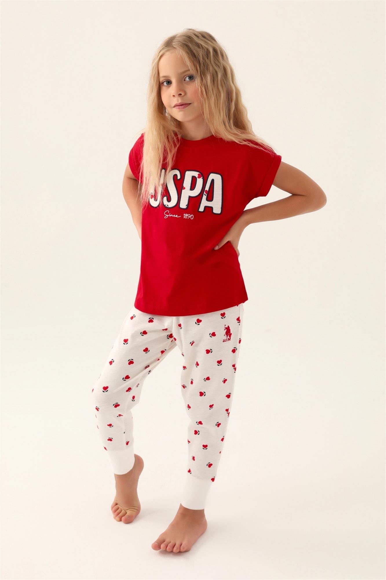 U.S.Polo Kız Çocuk Pijama Takımı Kırmızı US1834-4