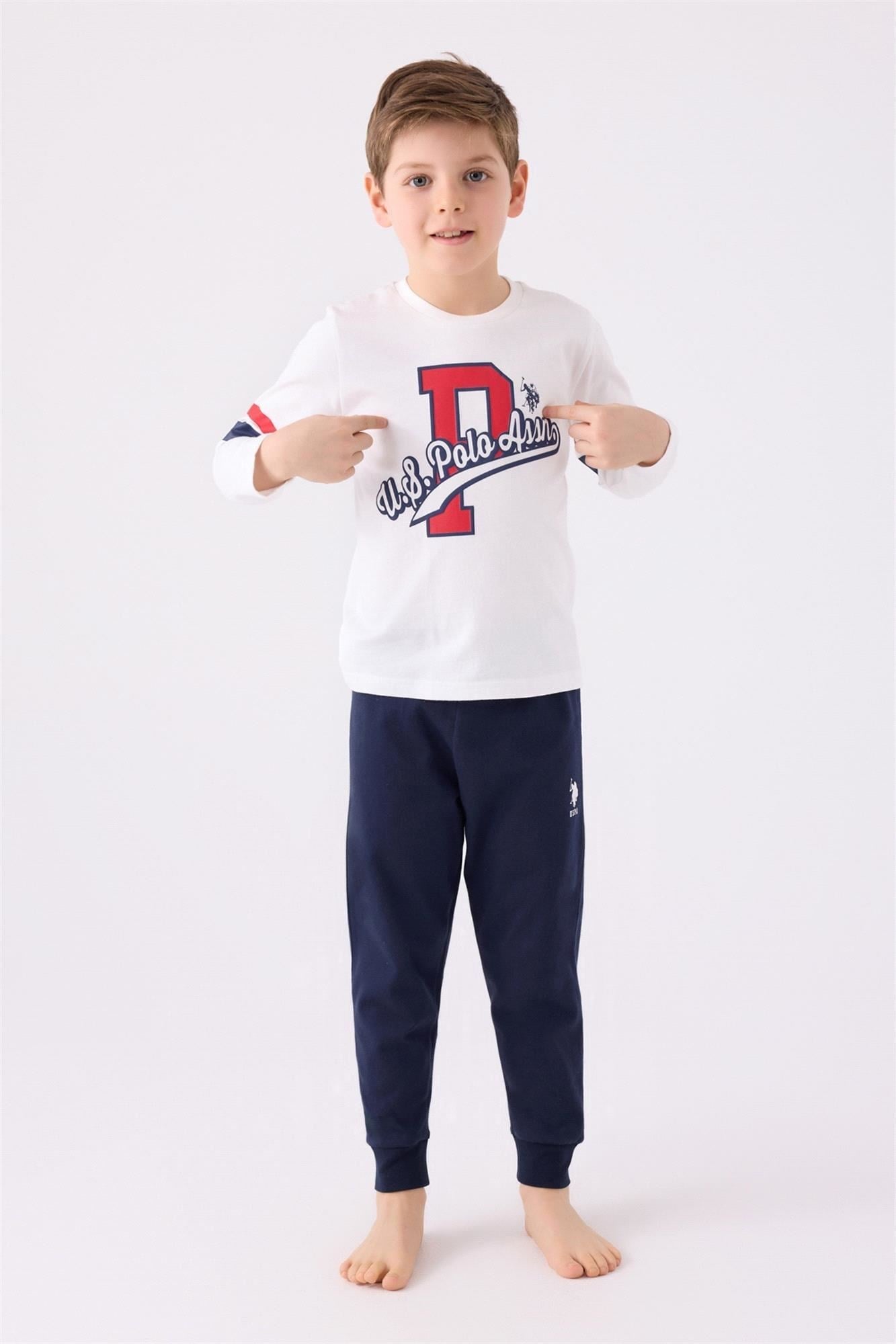 U.S.Polo Erkek Çocuk Garson Boy Pijama Takımı Krem US1902-G