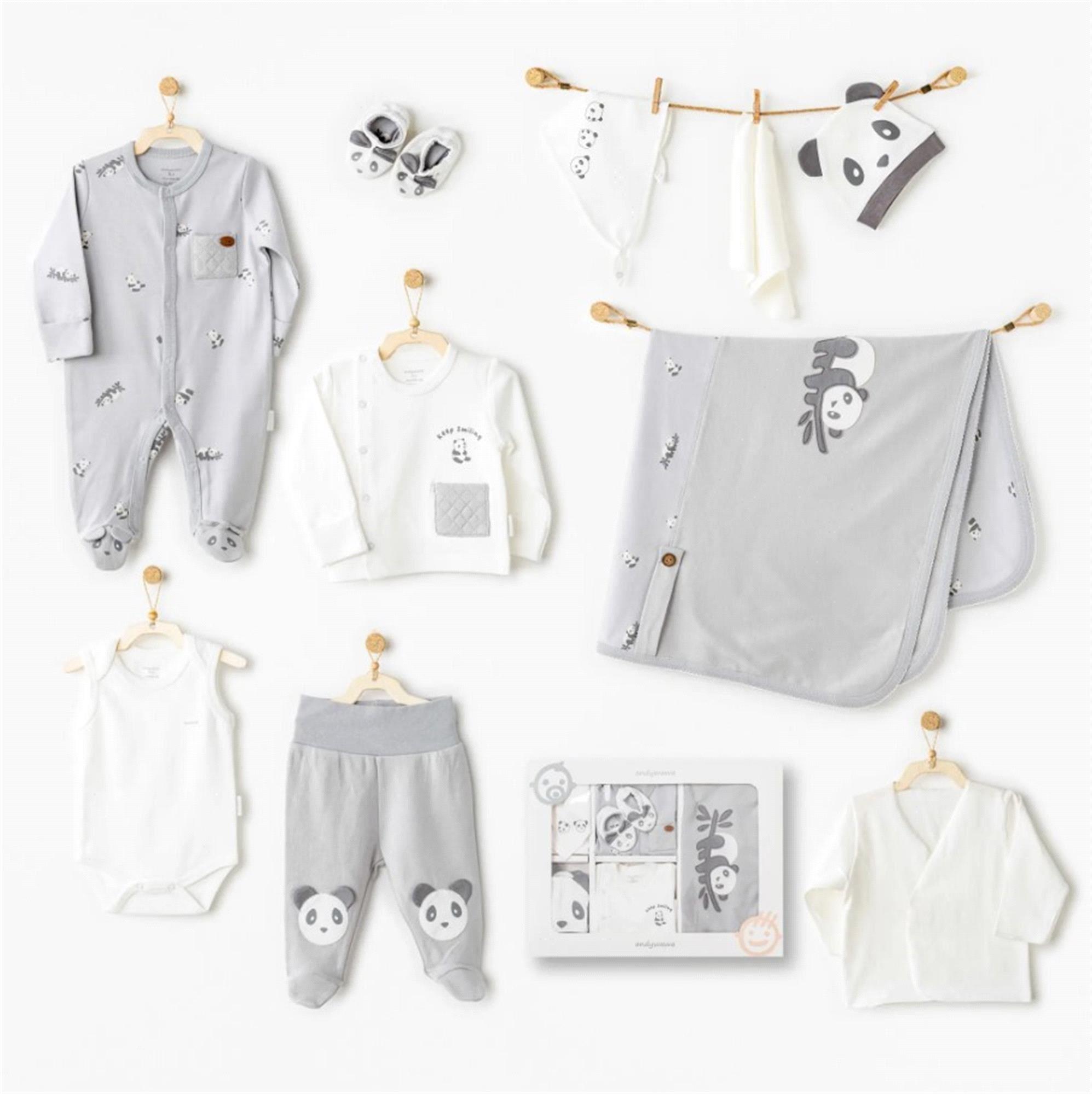 Andywawa Erkek Bebek 10'lu Hastane Çıkış Seti Gri AC26021