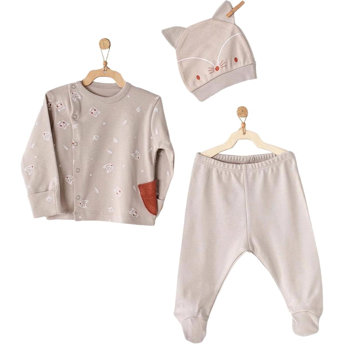 Andywawa Erkek Bebek 3'lü Takım Set Bej AC23005