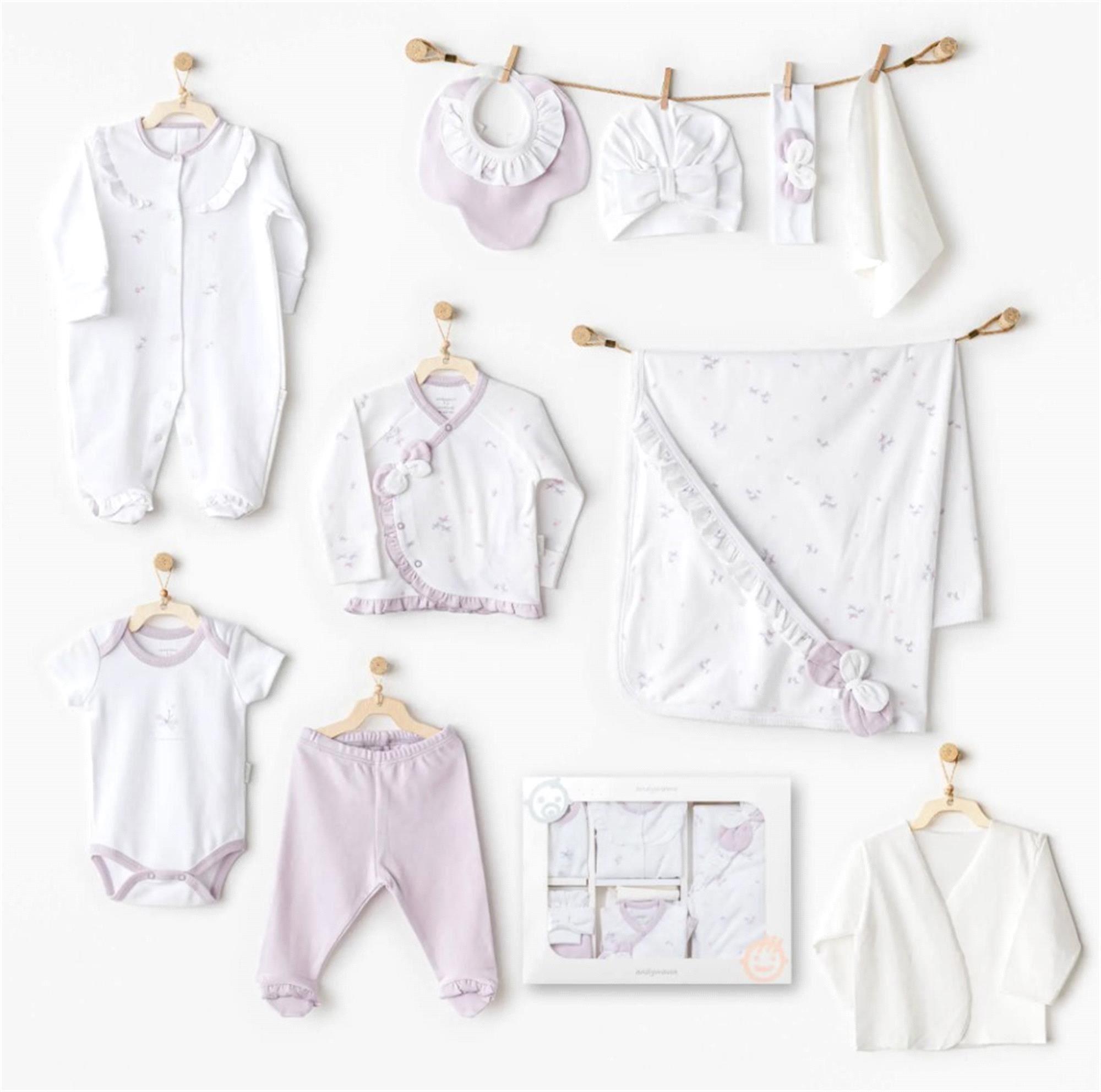 Andywawa Kız Bebek 10'lu Hastane Çıkış Seti Ekru AC25571