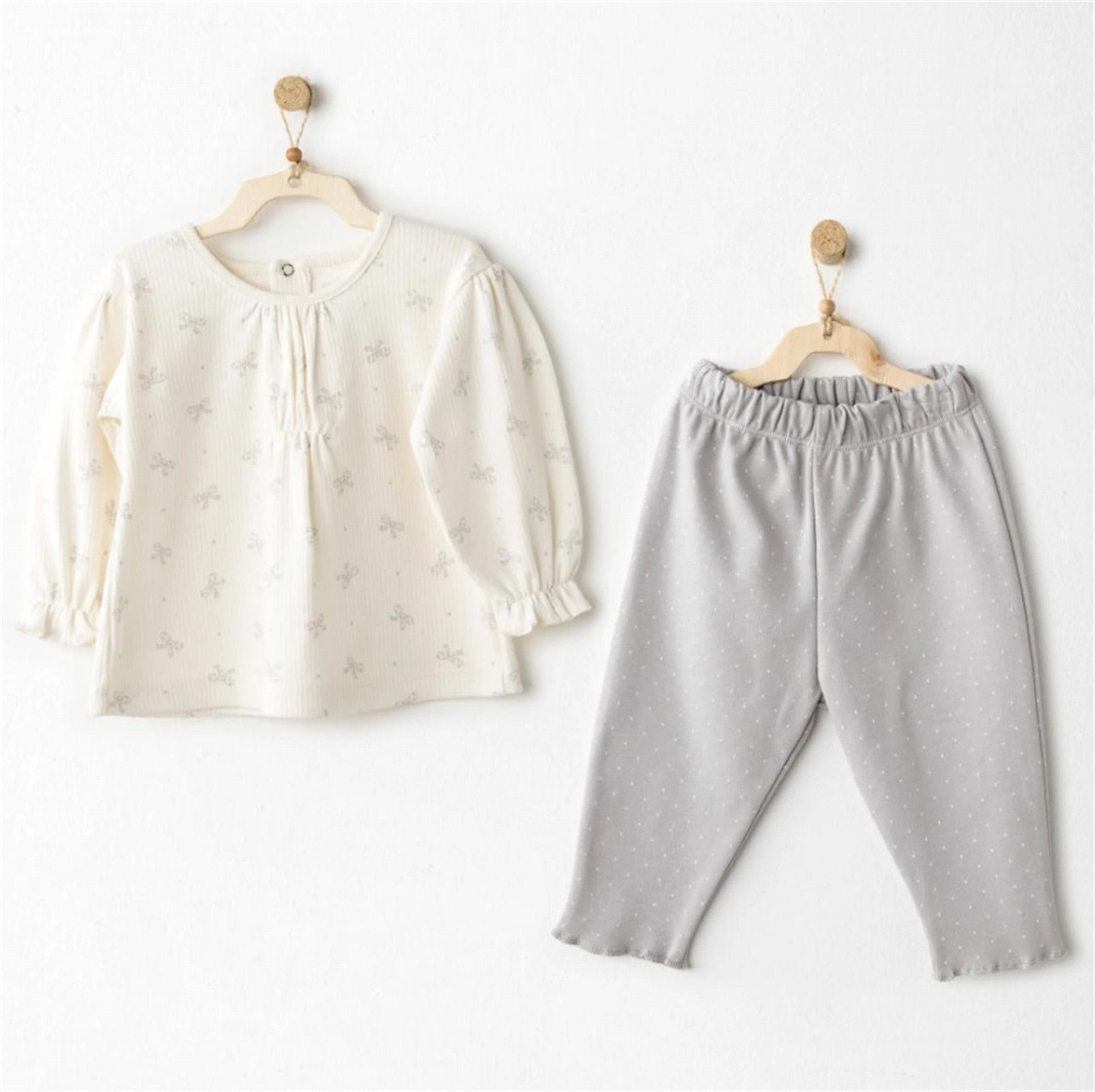 Andywawa Kız Bebek 2'li Takım Ekru AC26253