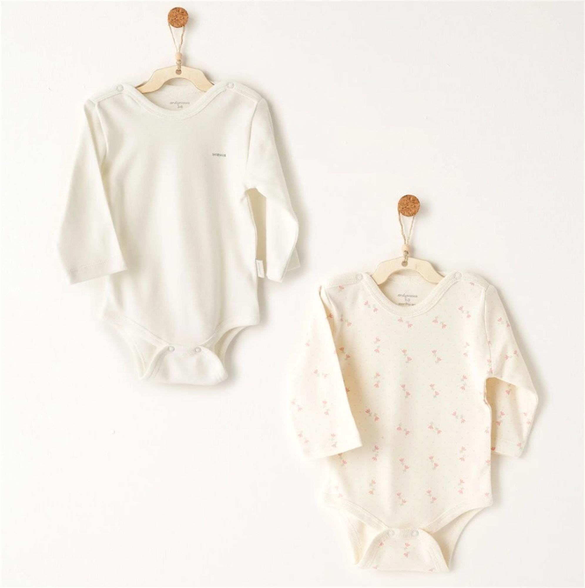 Andywawa Kız Bebek 2'li Uzun Kol Badi Pembe AC26099