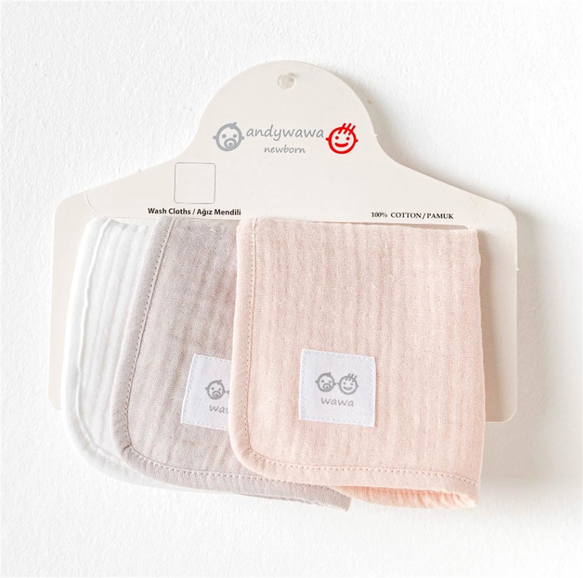 Andywawa Kız Bebek 3'lü Ağız Mendili Pembe AC25860