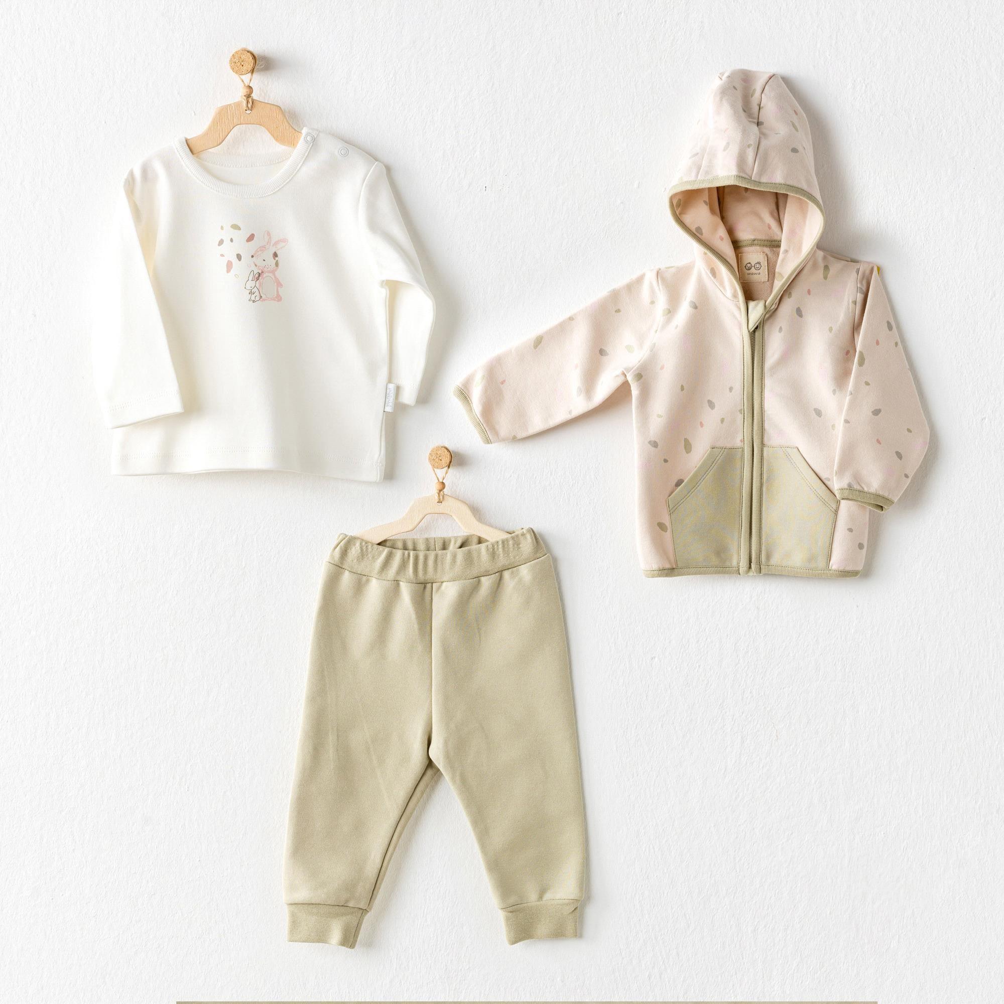 Andywawa Kız Bebek 3'lü Takım Set Bej AC24074