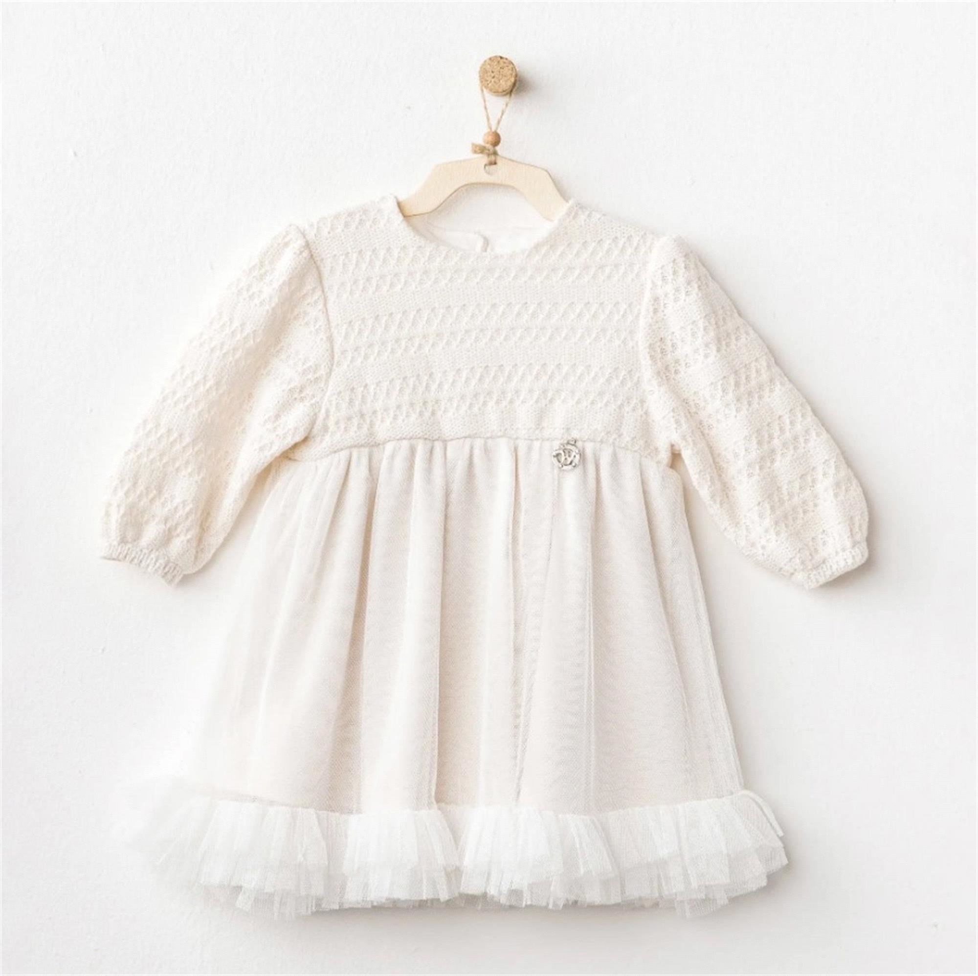 Andywawa Kız Bebek Elbise Ekru AC26136