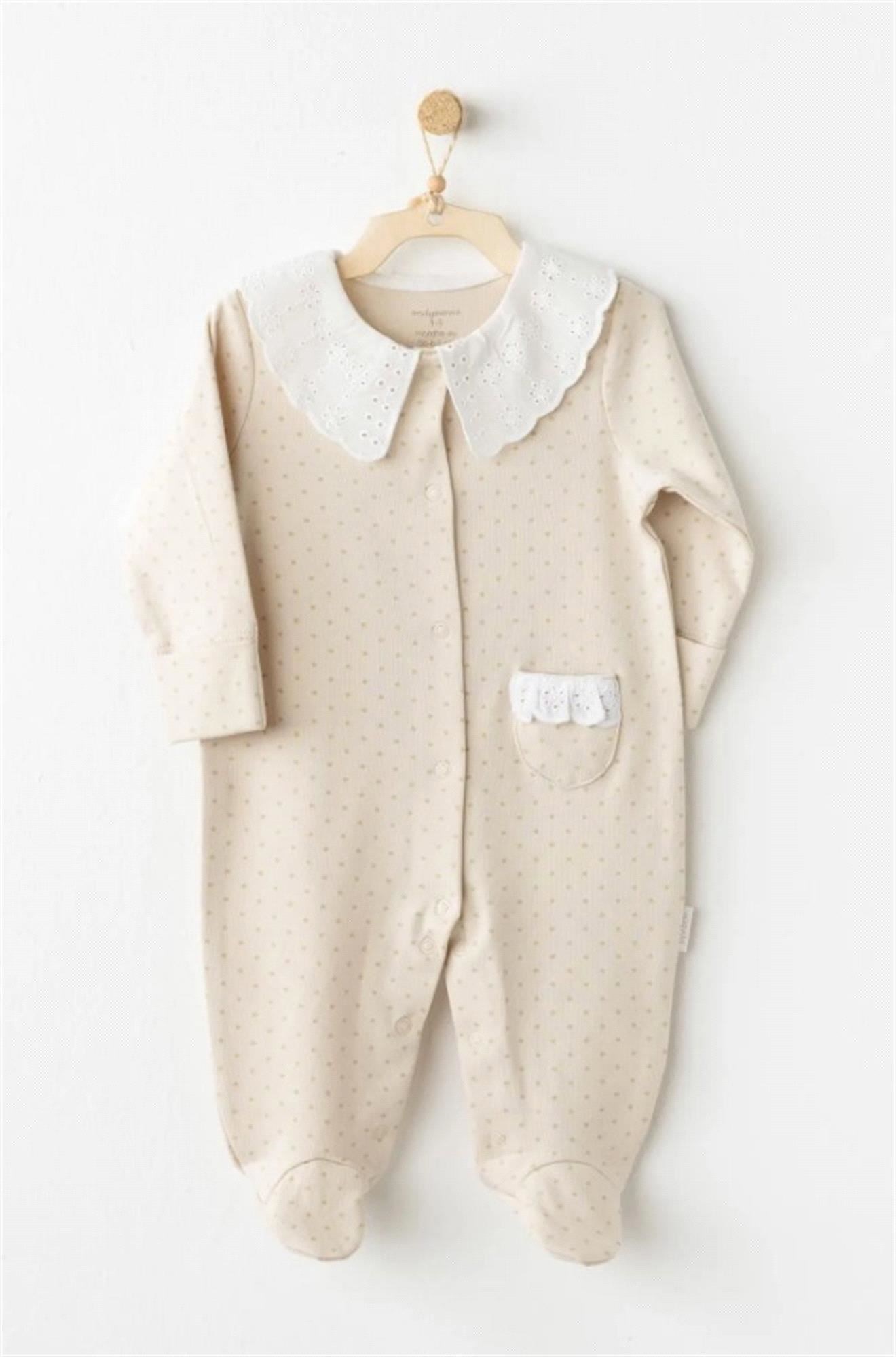 Andywawa Kız Bebek Tulum Bej AC26045