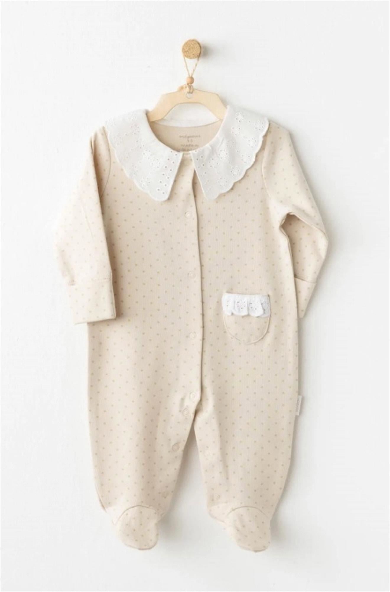 Andywawa Kız Bebek Tulum Bej AC26045