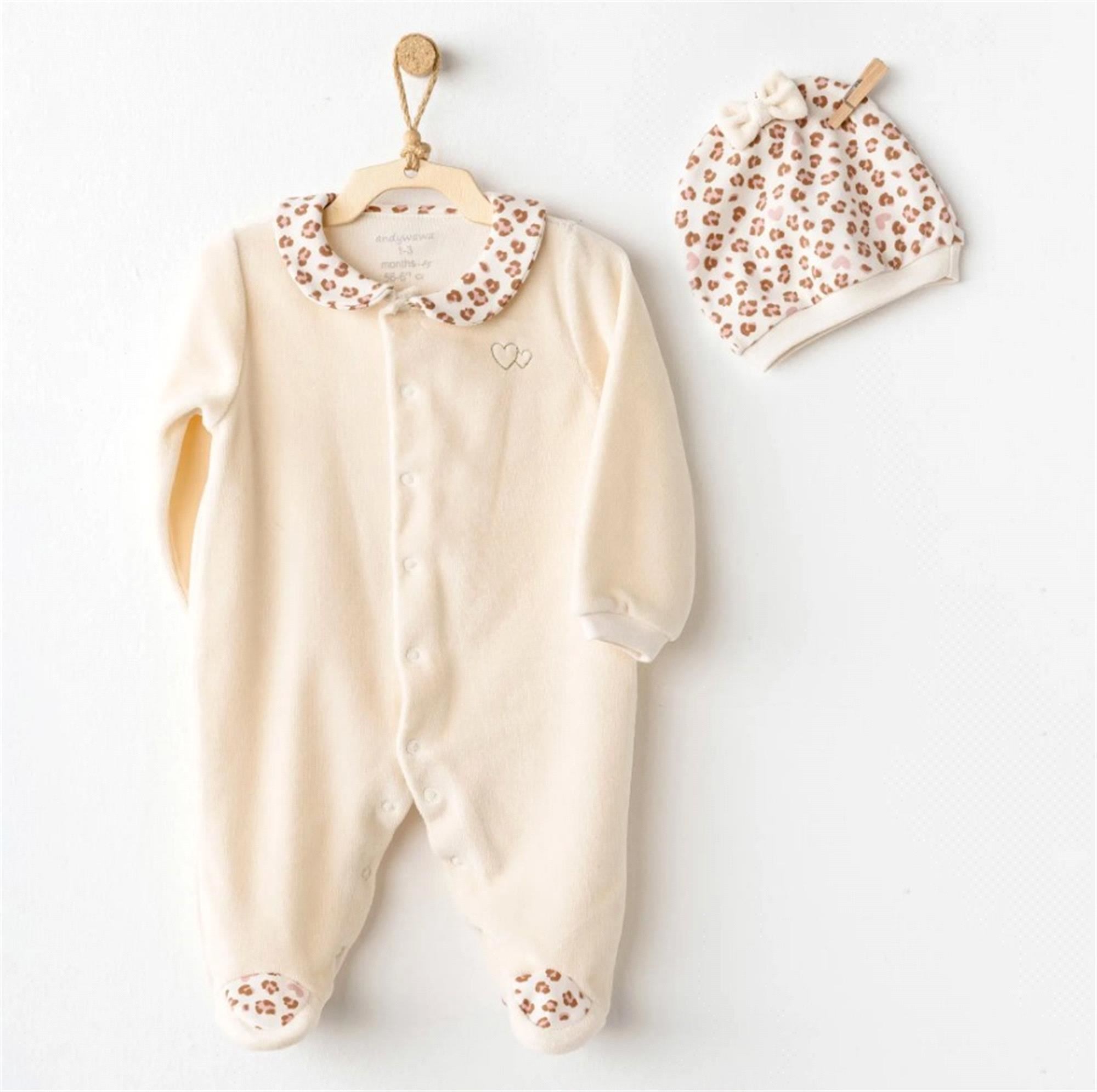 Andywawa Kız Bebek Tulum Ekru AC26238