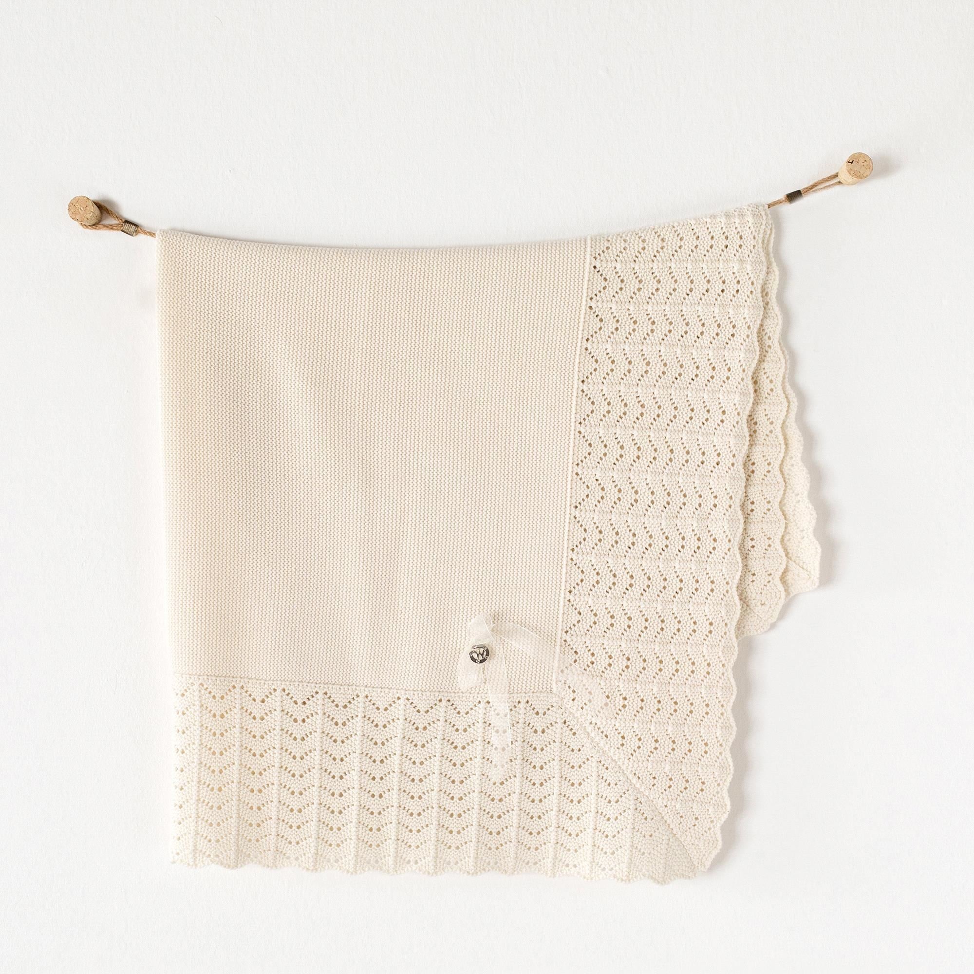 Andywawa Unisex Bebek Triko Battaniye Ekru AC24329