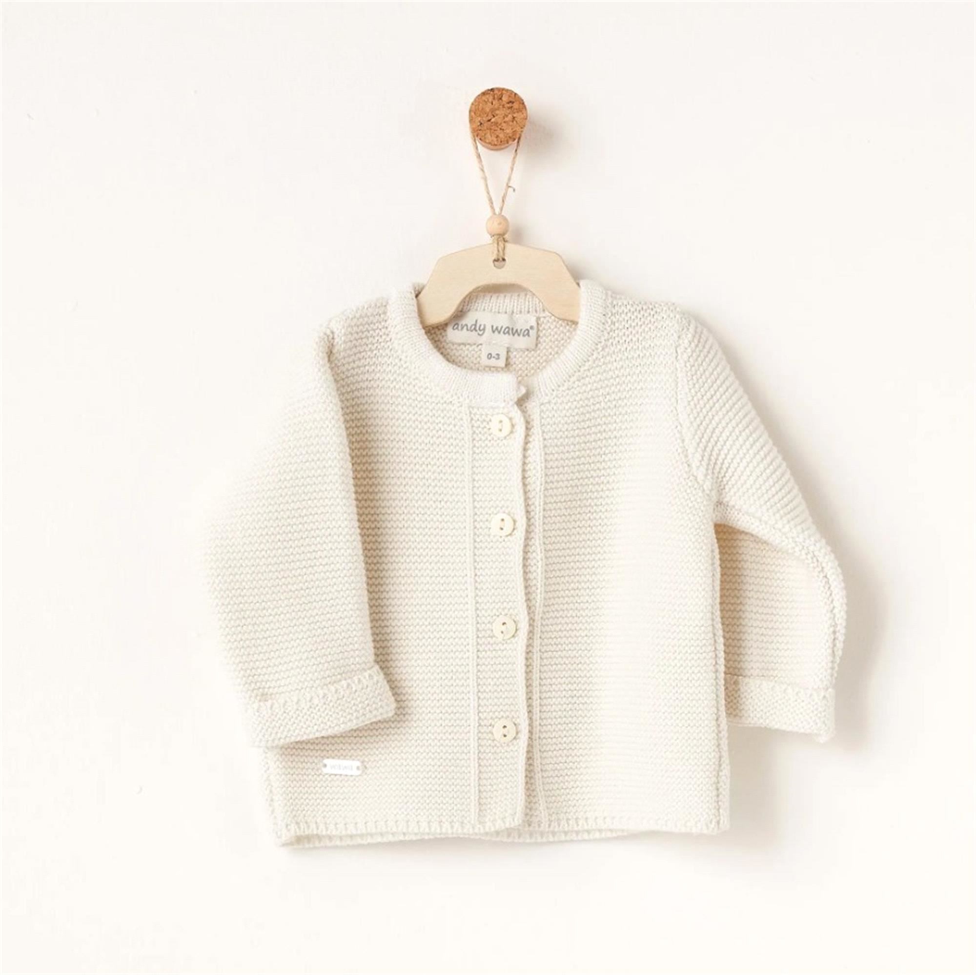 Andywawa Unisex Bebek Triko Hırka Ekru AC26344