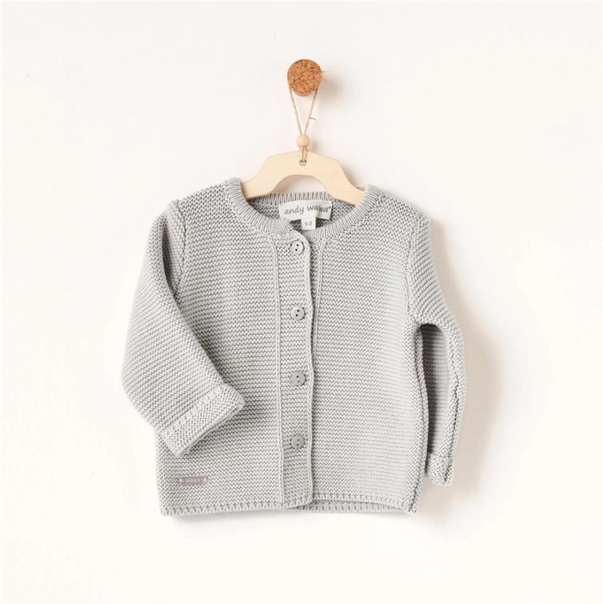 Andywawa Unisex Bebek Triko Hırka Gri AC26344