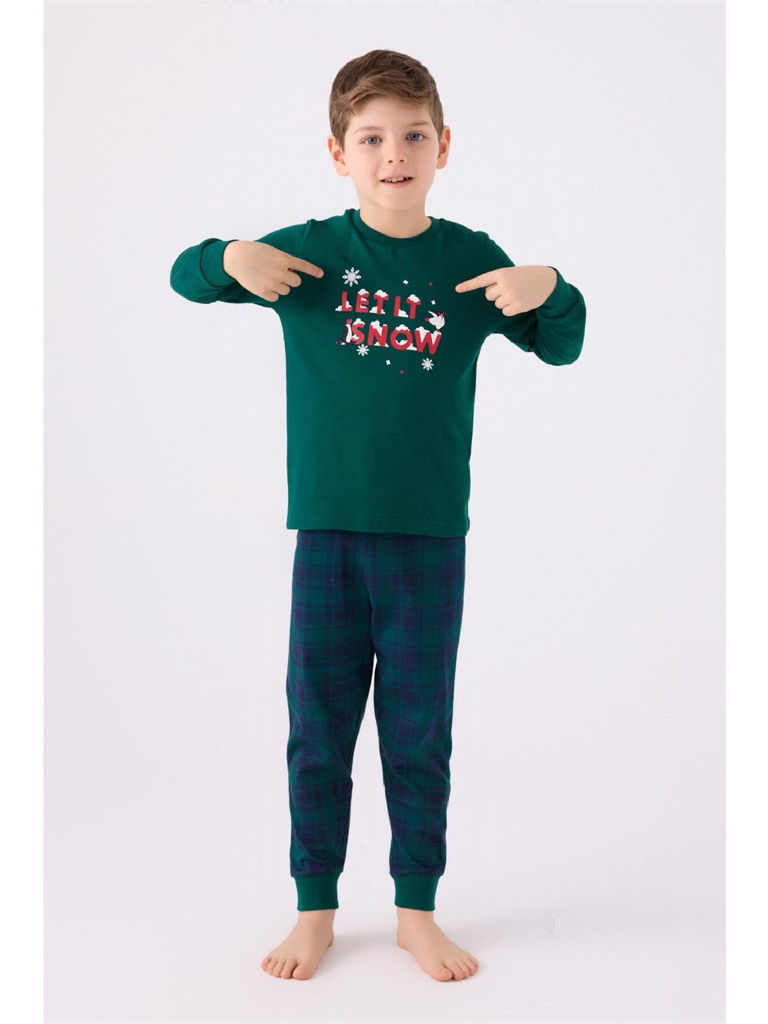 Arnetta Erkek Çocuk Pijama Takımı Koyu Yeşil AR3131-2