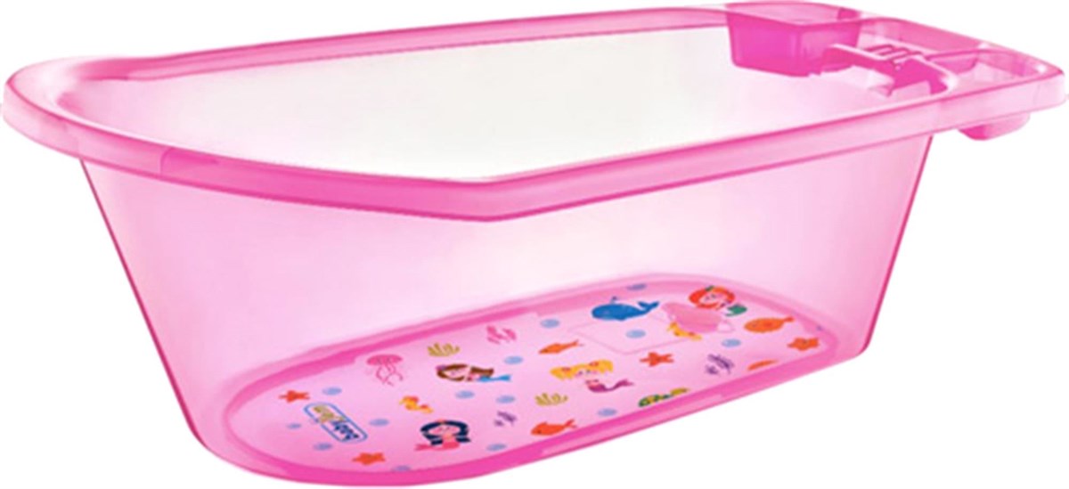 Baby Jem Şeffaf Desenli Bebek Banyo Küveti Pembe 001