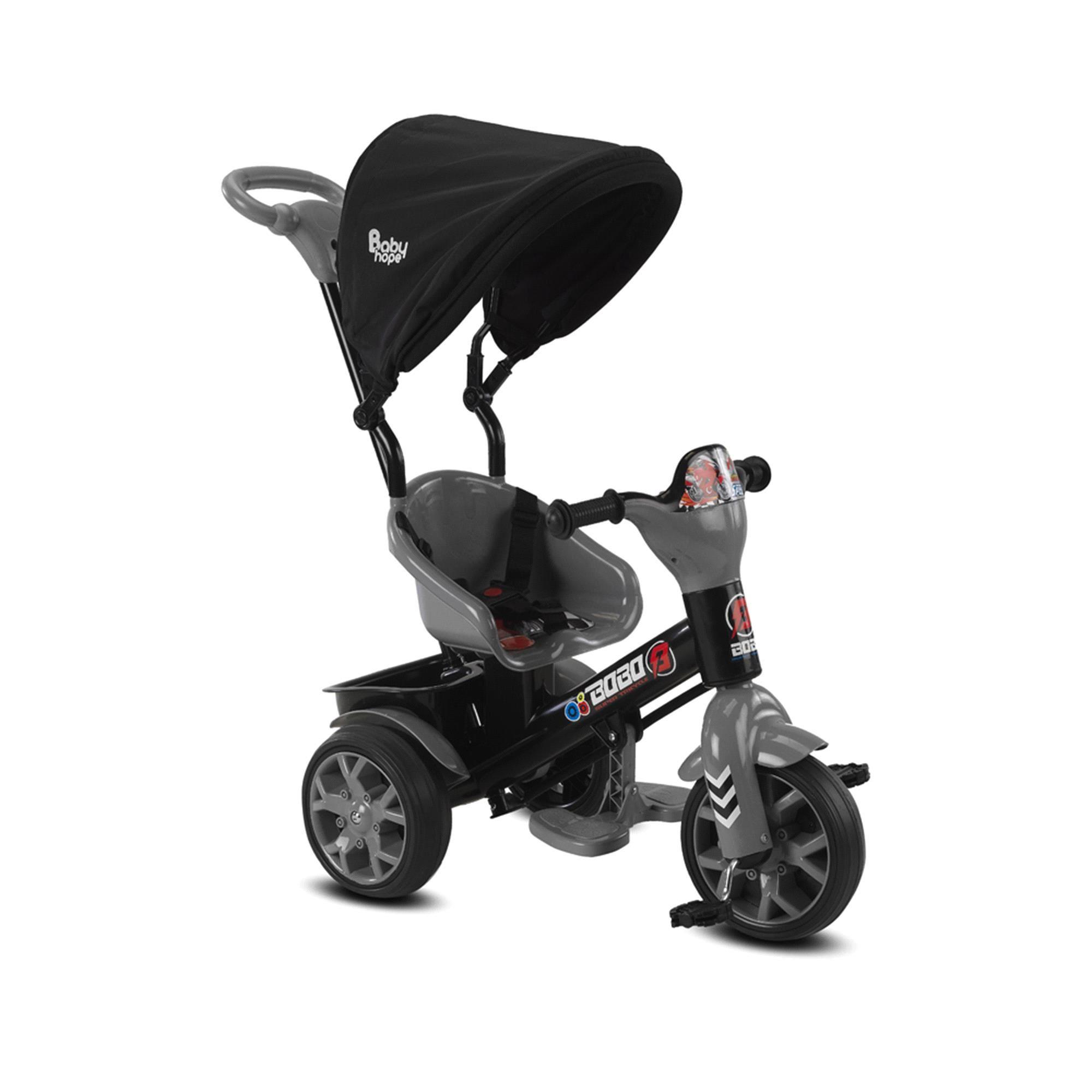 Babyhope Bobo Speed 3 Tekerlekli Tenteli Bisiklet Gri