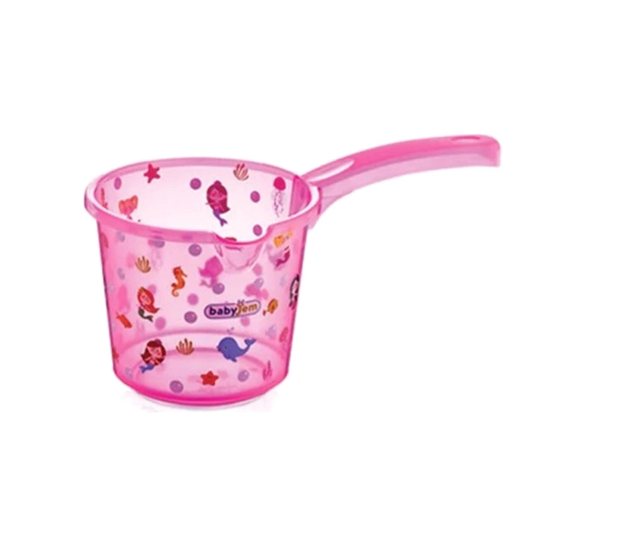 BabyJem Bebek Banyo Maşrapası Şeffaf Pembe Desenli 400