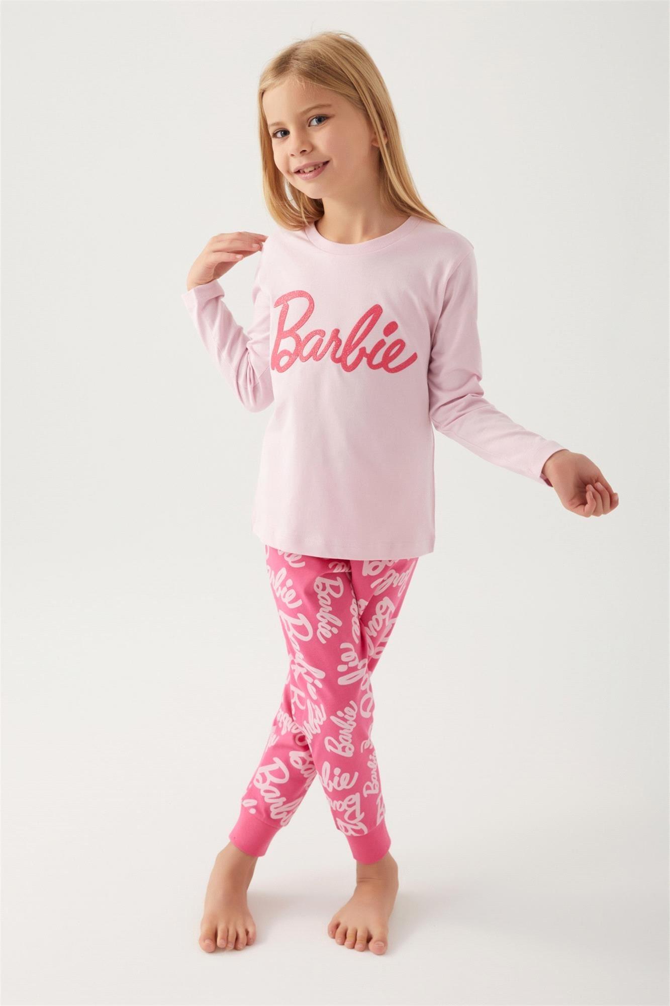 Barbie Kız Çocuk Pijama Takımı Toz Pembe L1766-3