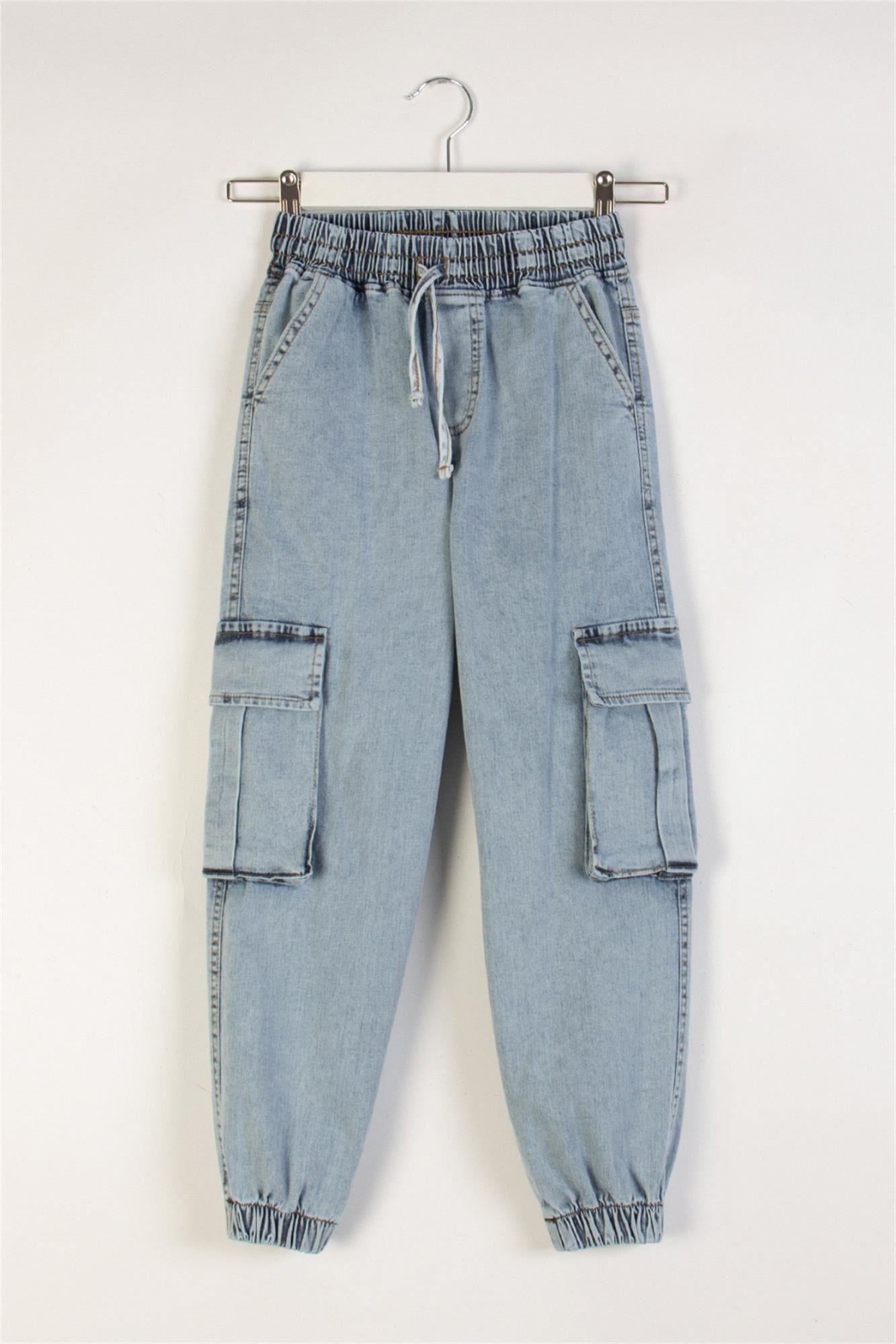 DMB Erkek Çocuk Kargo Denim Pantolon Mavi M7695