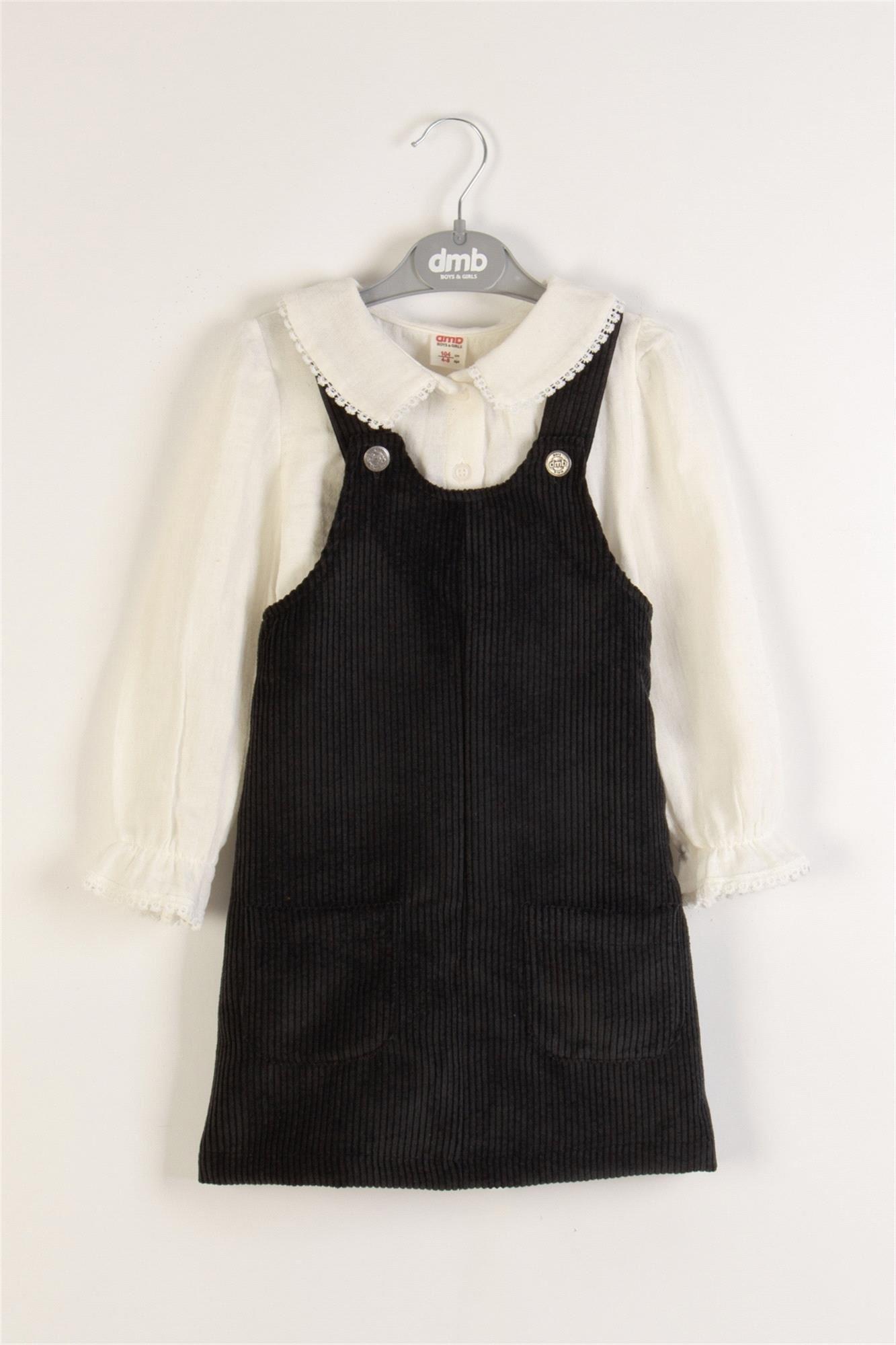 DMB Kız Çocuk Bebek Yaka Elbiseli Takım Siyah M0248