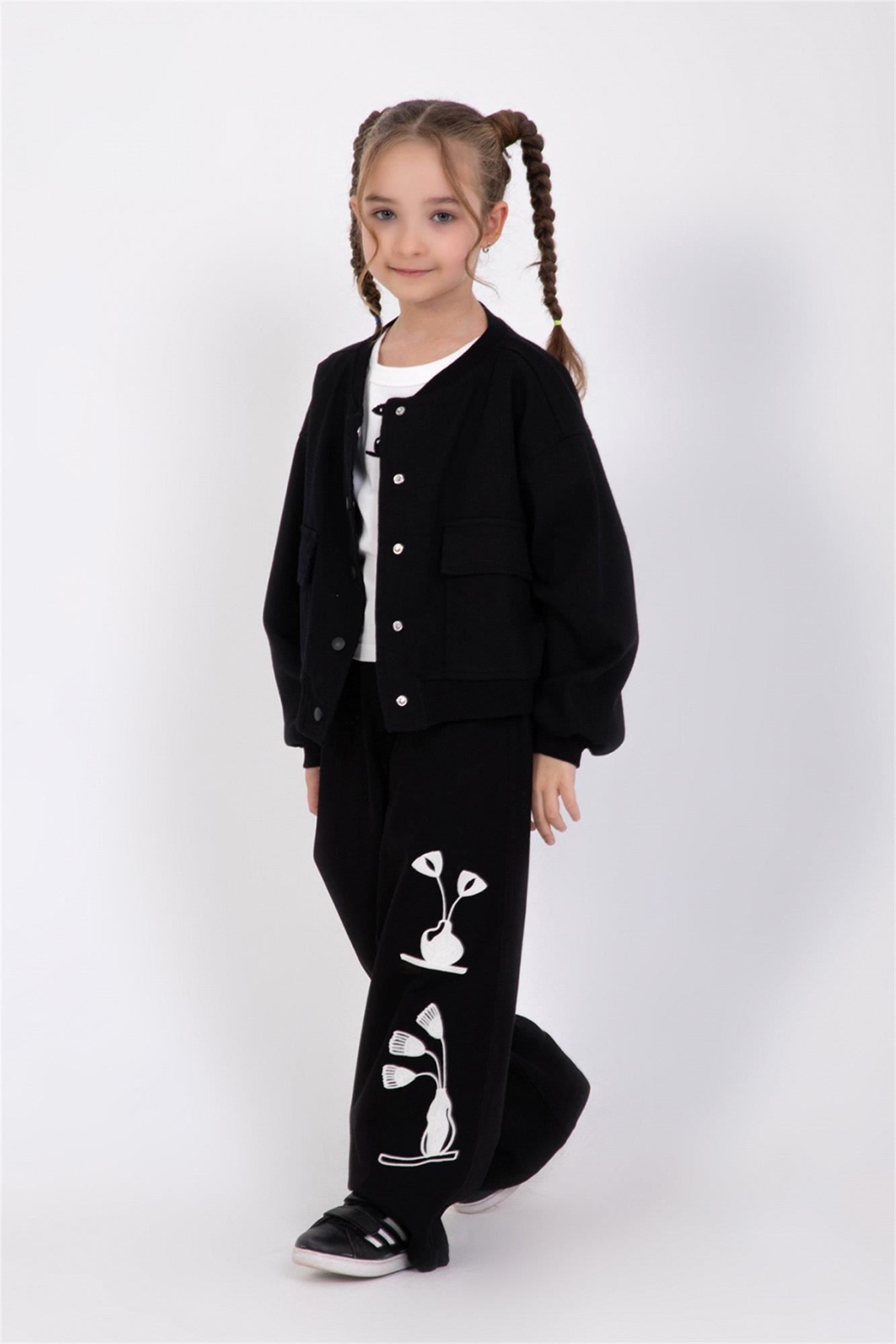 DMB Kız Çocuk Gabardin Ceket Siyah M0478