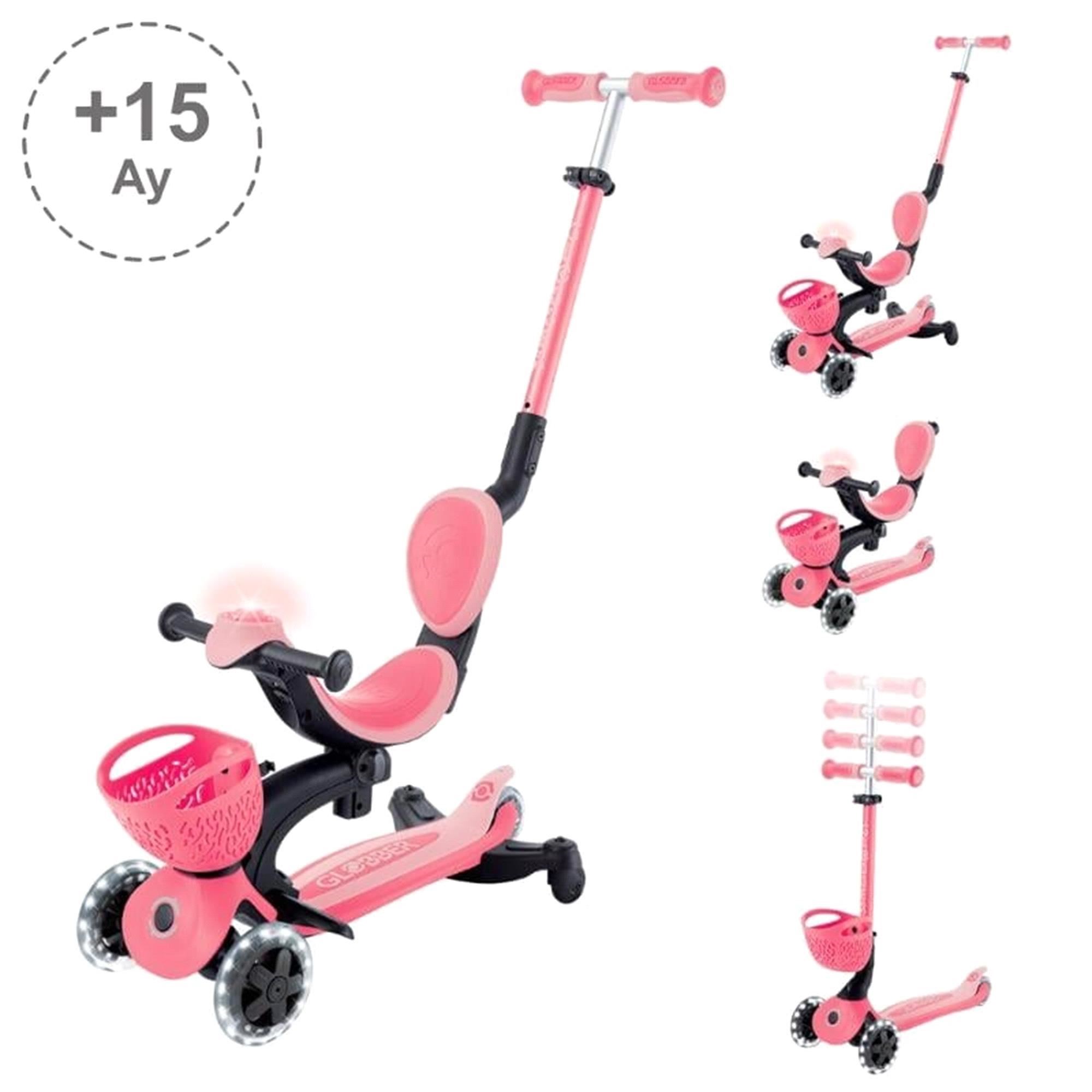 Globber Go Up Baby 360 Işıklı Scooter - Koyu Pastel Pembe