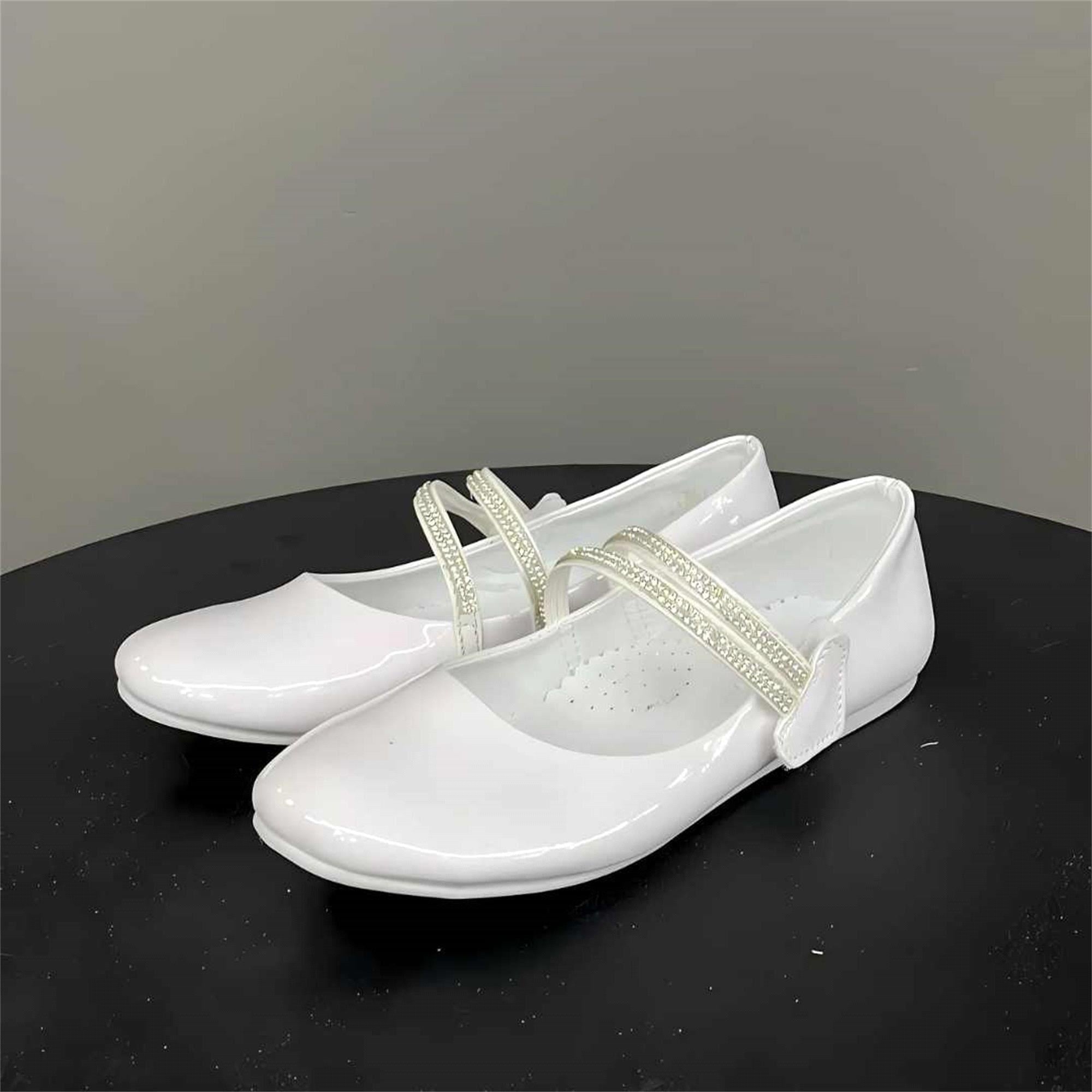 Jadeer Eylül Kız Çocuk İki Şeritli Cırt Babet Beyaz 31-36 Ç125B