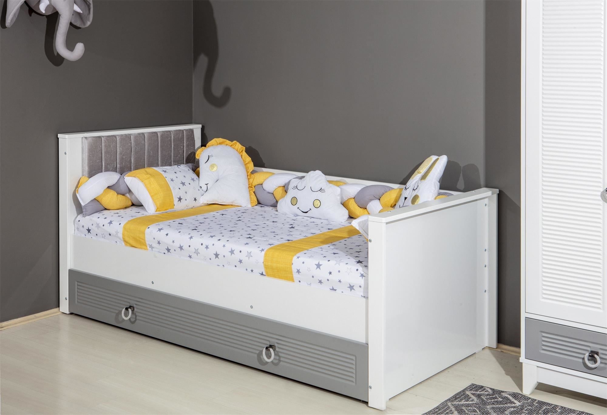 Jadeer Gold Montessori Örgülü Nevresimli Uyku Seti Sarı 