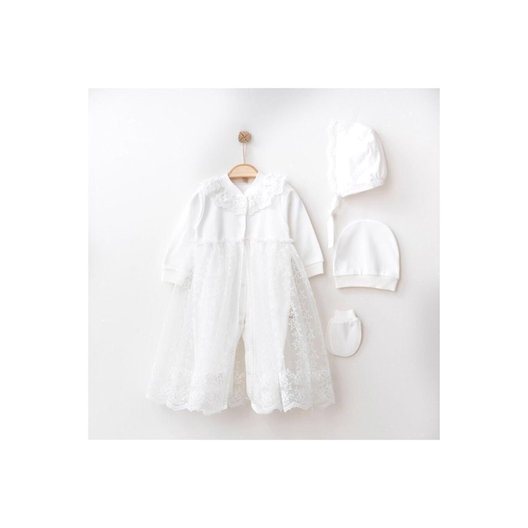 Jadeer Kız Bebek Dallı Tüllü Tulum Ekru 1167