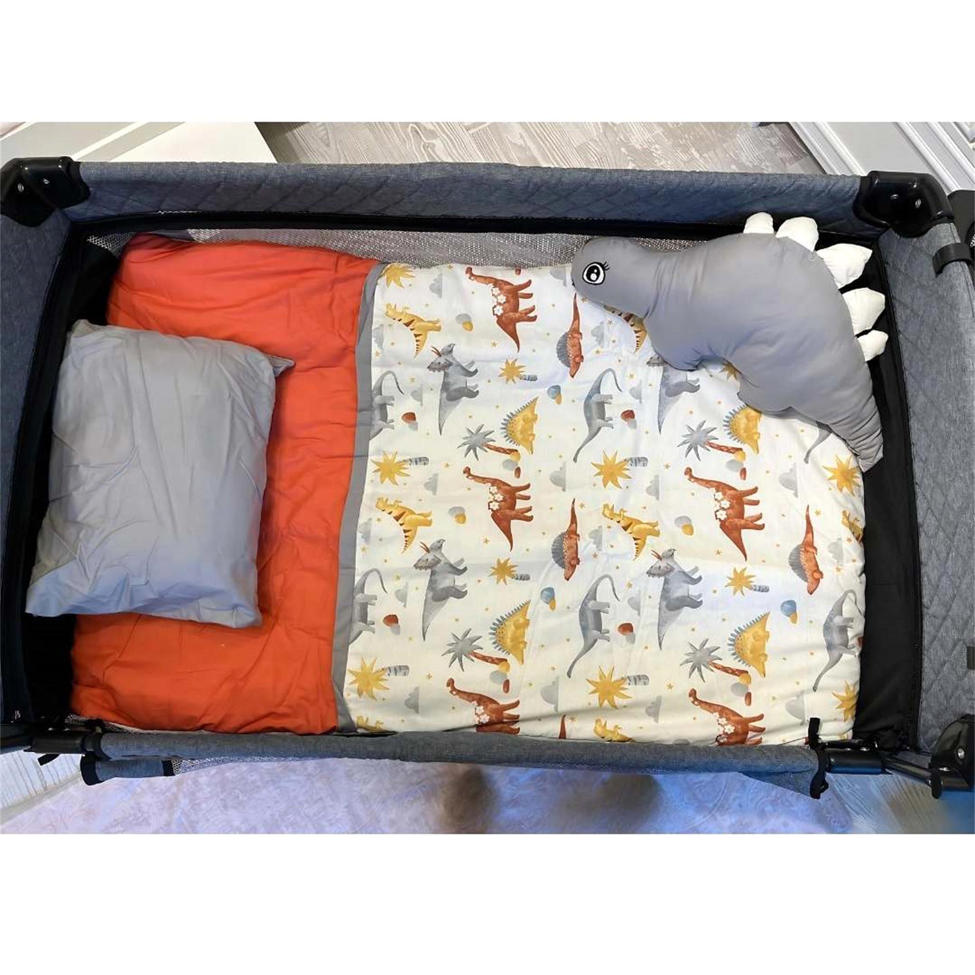 Jadeer Pamuklu Dinazor Figür Oyun Parkı Uyku Seti Turuncu P123