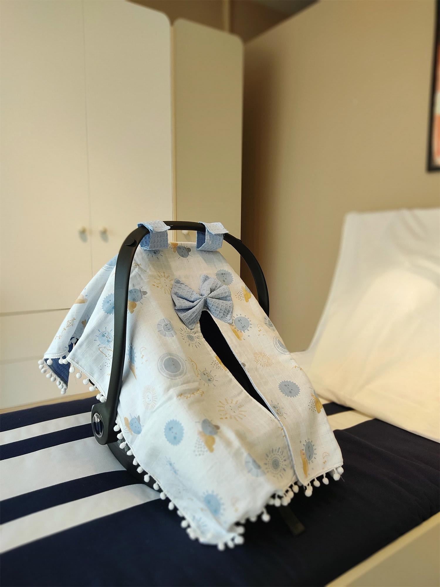 Jadeer Pikeli Müslin Puset Örtüsü Güneş Mavi 0123