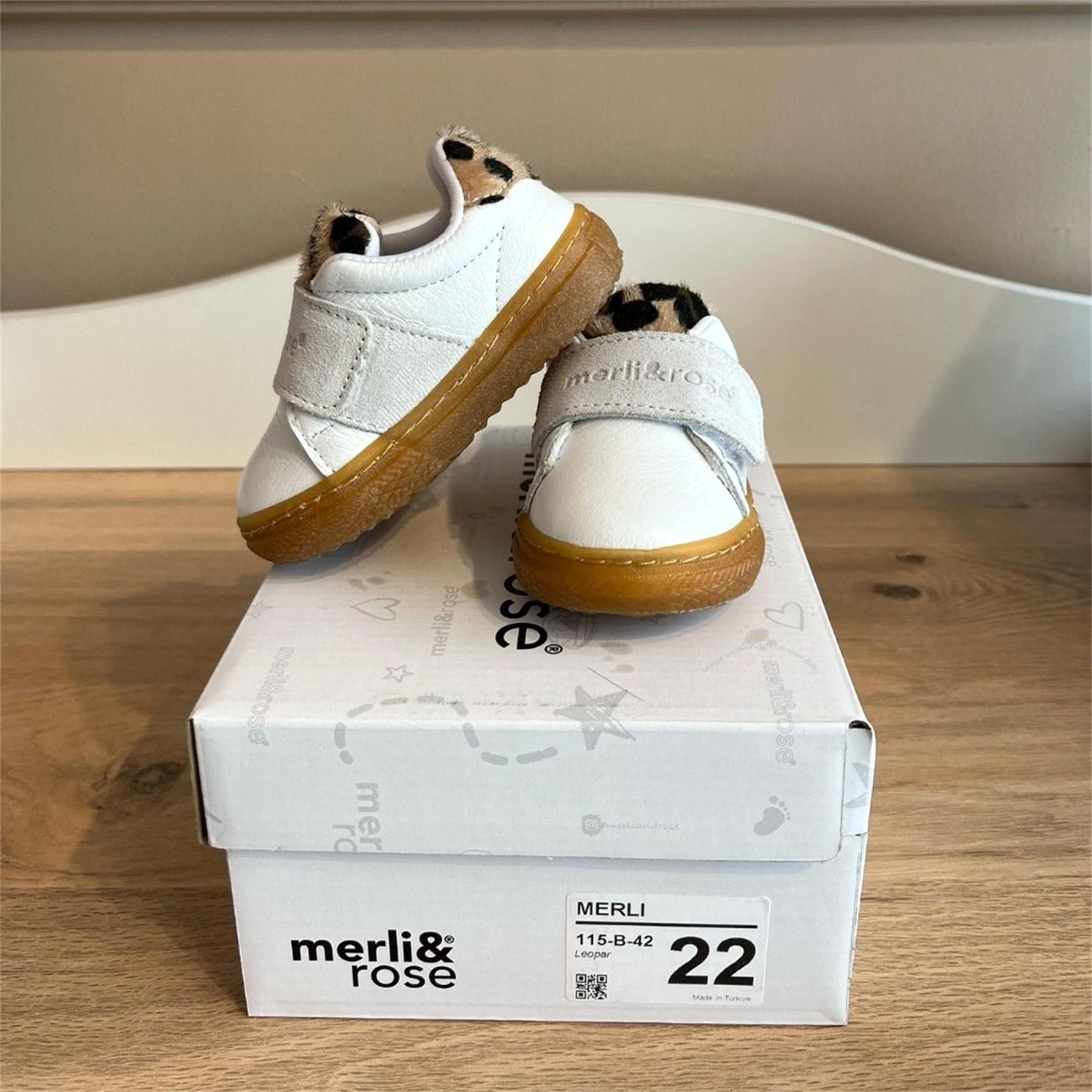 Merli&Rose Kız Bebek Leopar Desenli Spor Ayakkabı Beyaz/Leopar 115-B-42