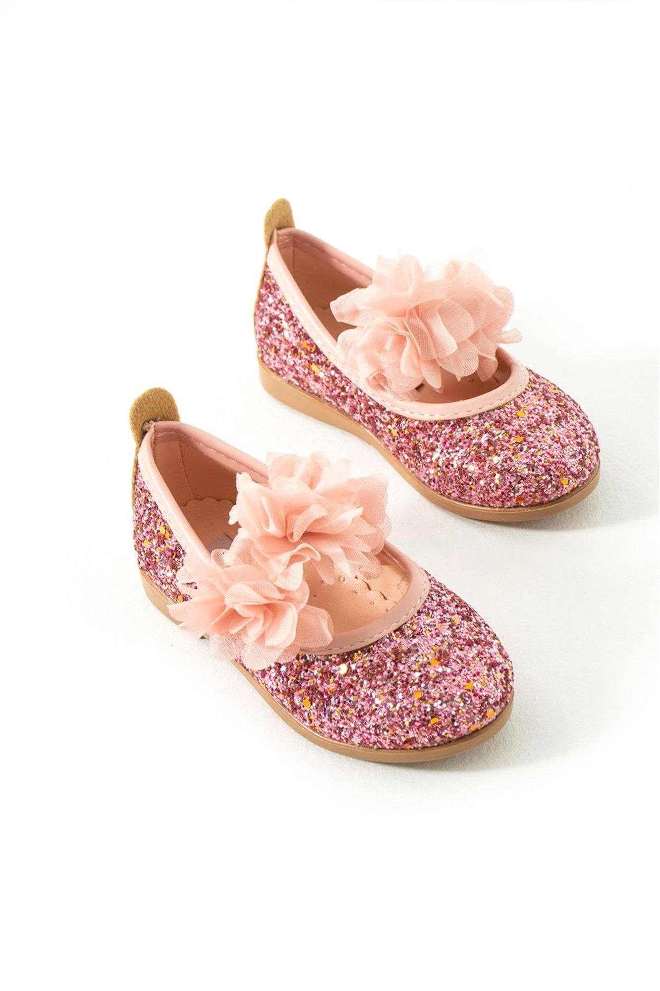 Mia Lui Laura Kız Çocuk Simli Çiçek Babet Pembe 26-30 L123P