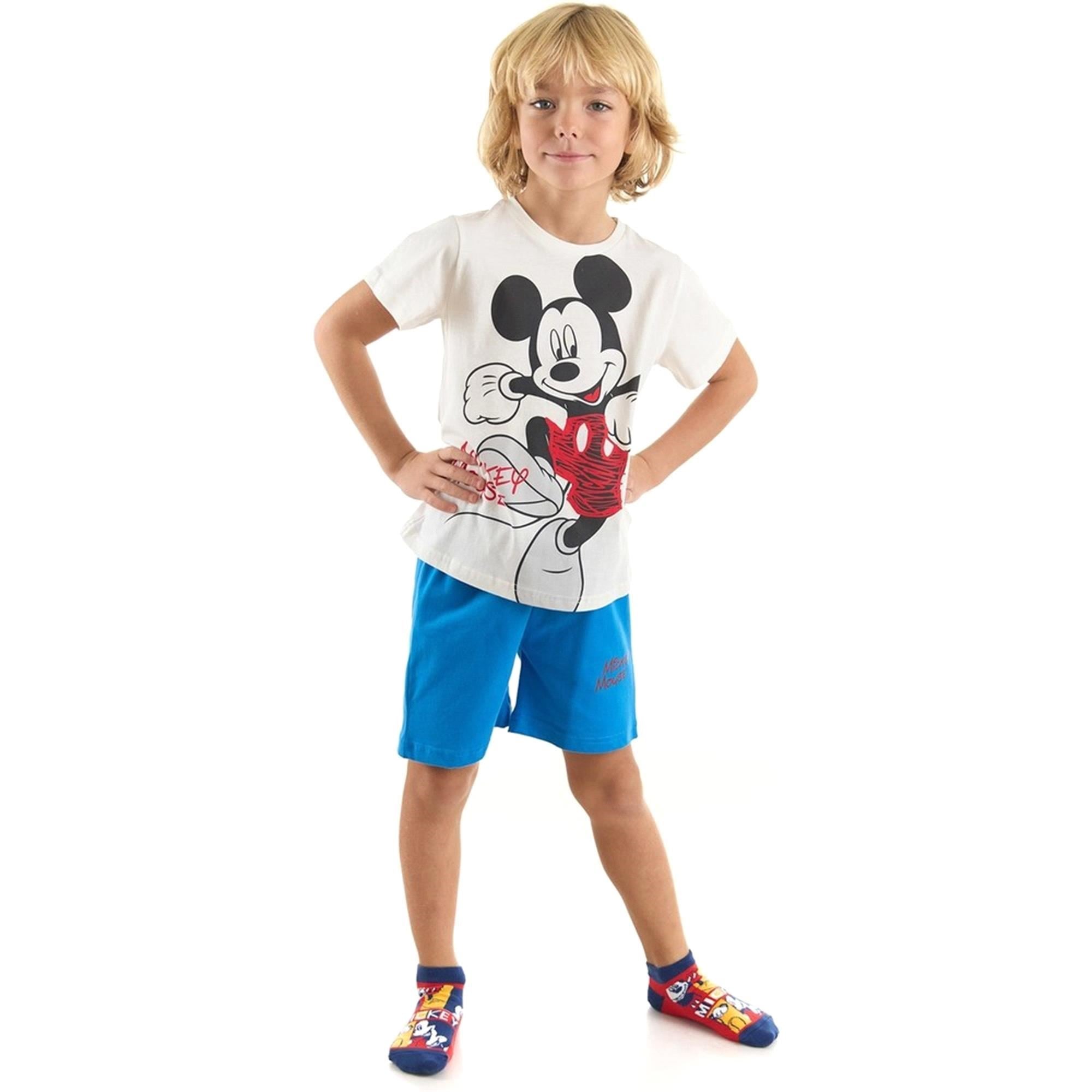 Mıckey Mause Erkek Çocuk Şortlu 2'li Takım Mavi-Ekru MC20980