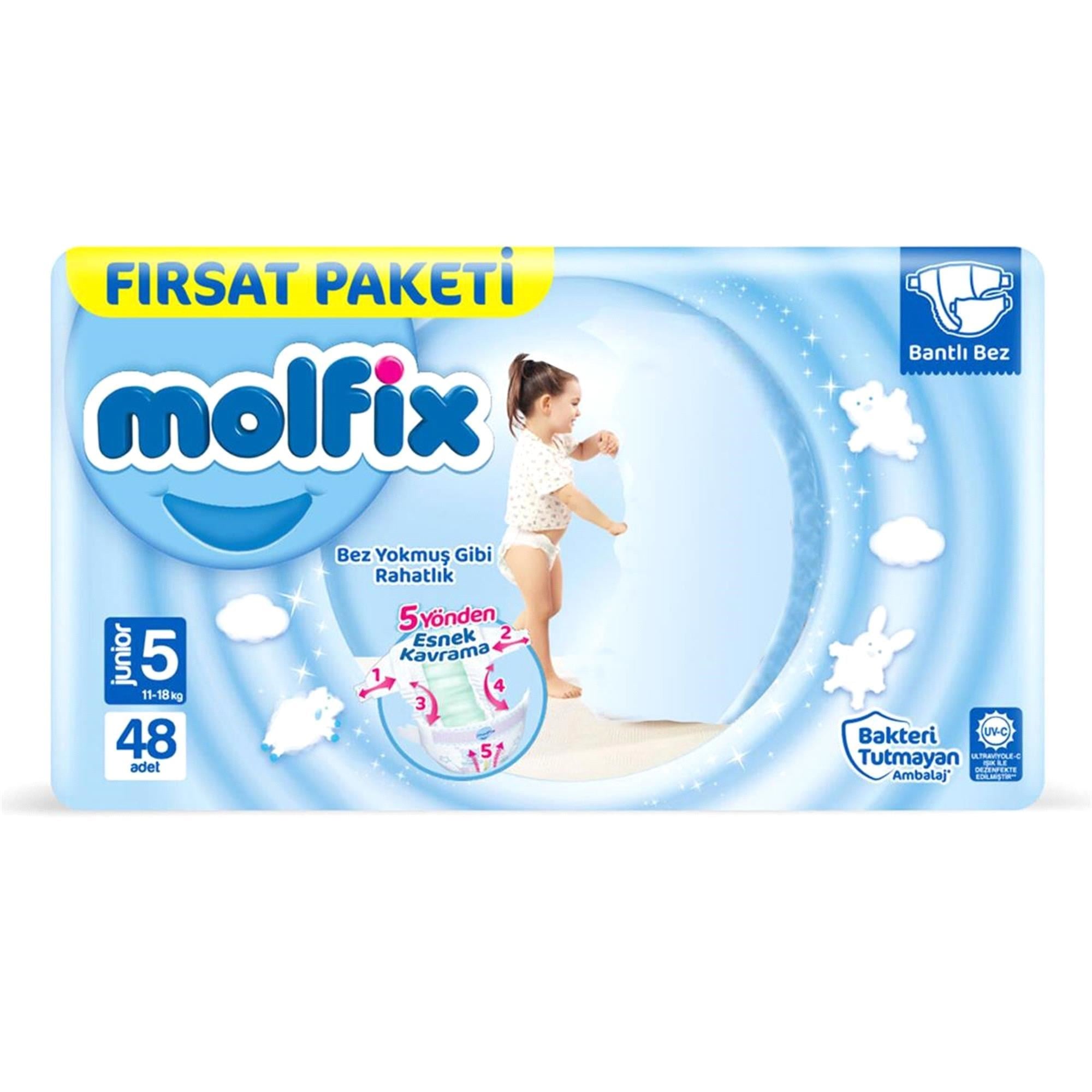 Molfix Fırsat Paketi No:5 Junior Bebek Bezi 48 Adet 11-18 Kg